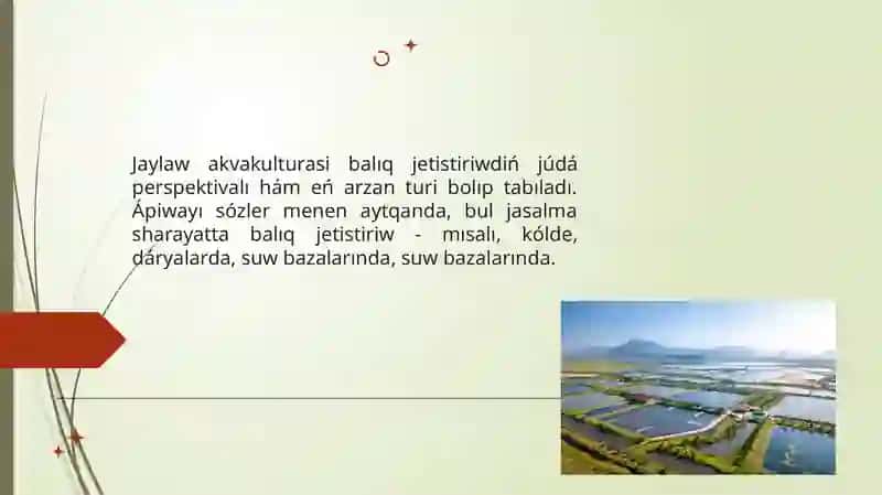 Jaylawak vakulturası balıq jetistiriw 2