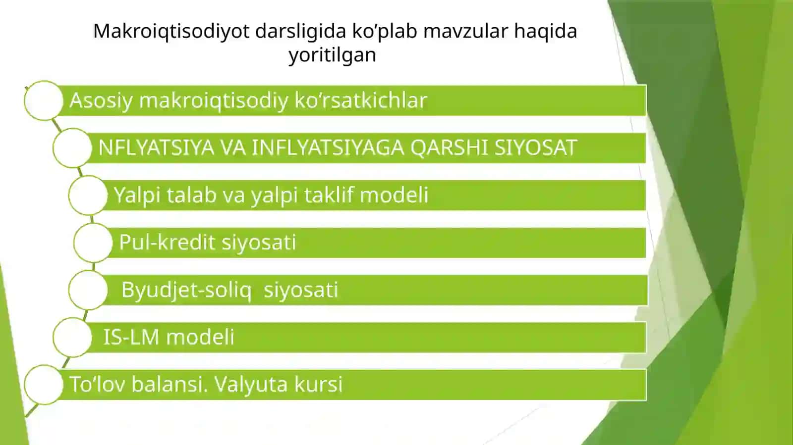 Makroiqtisodiyot darsligida ko’plab mavzular haqida yoritilgan 2