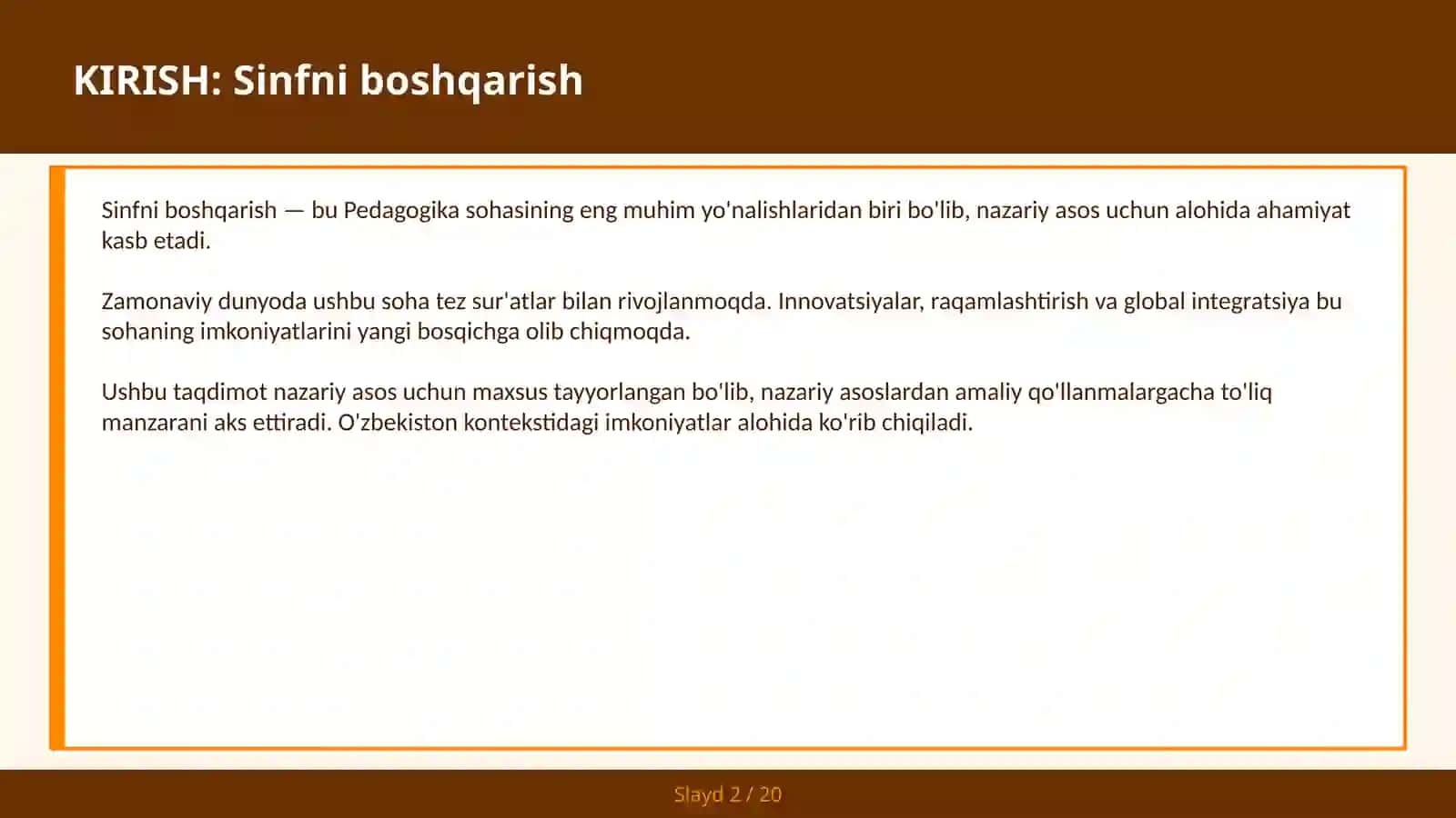 Sinfni boshqarish 2