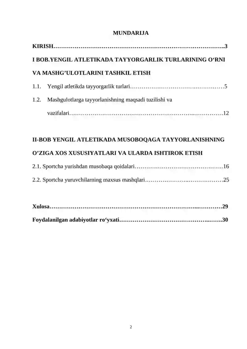 YENGIL ATLETIKA SPORT JIHOZLARIDA MASHQLAR BAJARISH BOʻYICHA MAHORATINI OSHIRISH 2