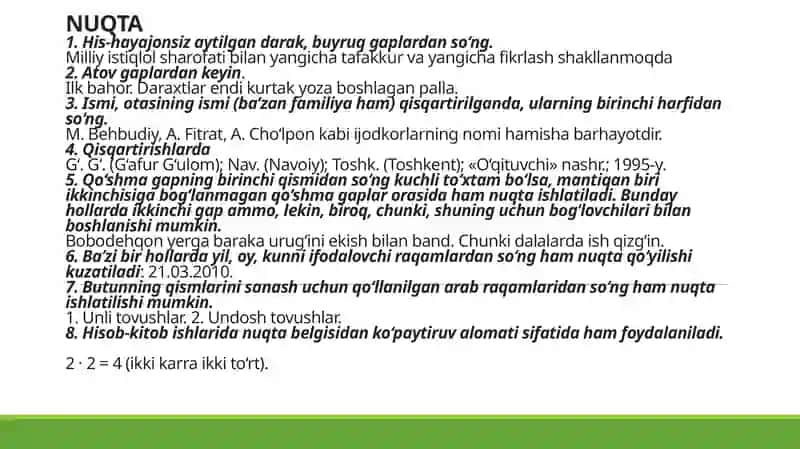 Tinish belgilari 2
