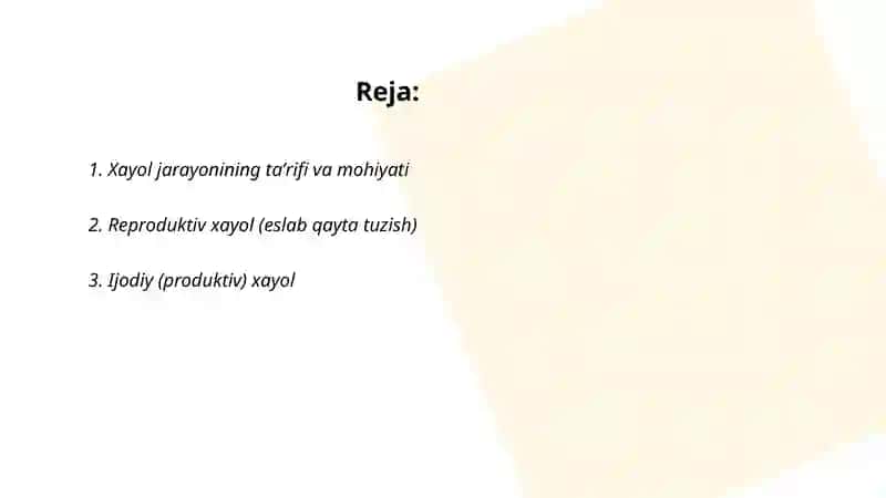 Xayol jarayonlari va turlari 2