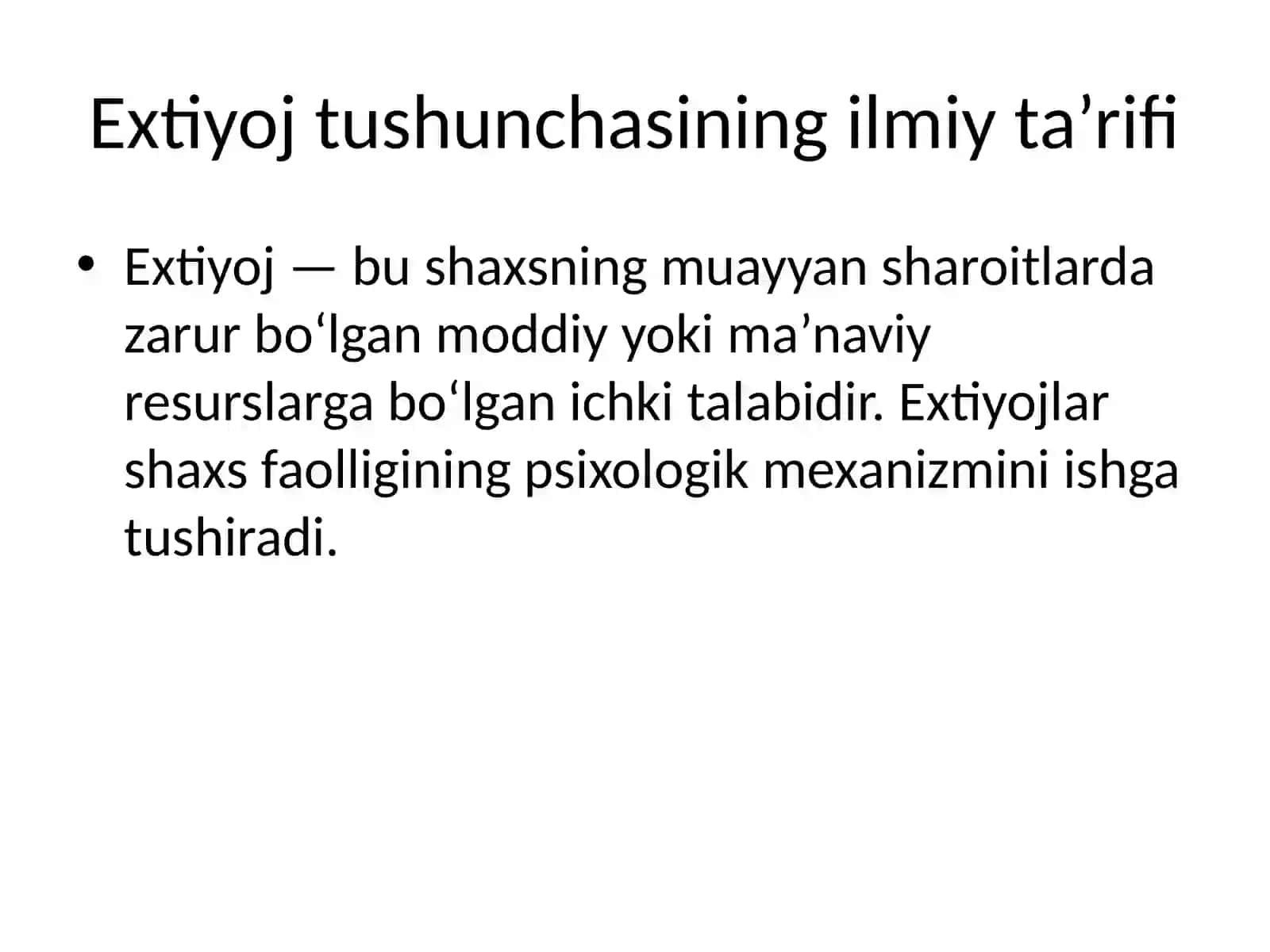 Extiyoj – faollikni yuzaga keltiruvchi turtki sifatida 2