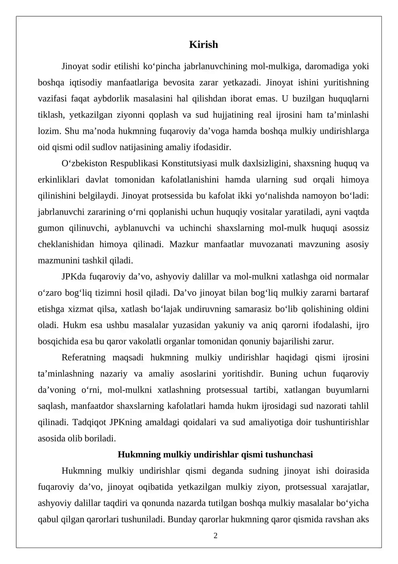 Hukmning mulkiy undirishlar to‘g‘risidagi qismi ijrosini ta’minlash 2