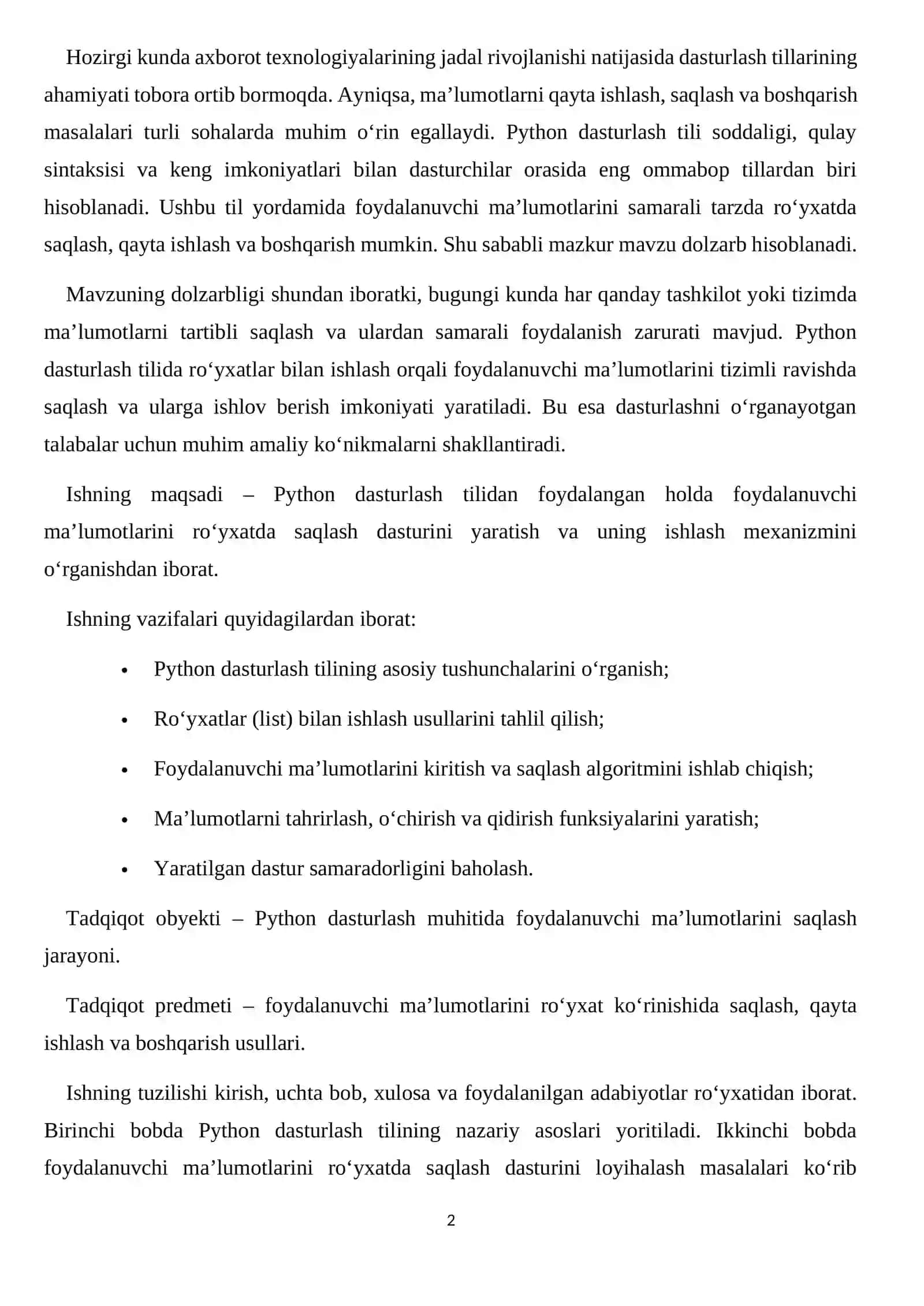 PYTHON DASTURLASH TILINING NAZARIY ASOSLARI 2