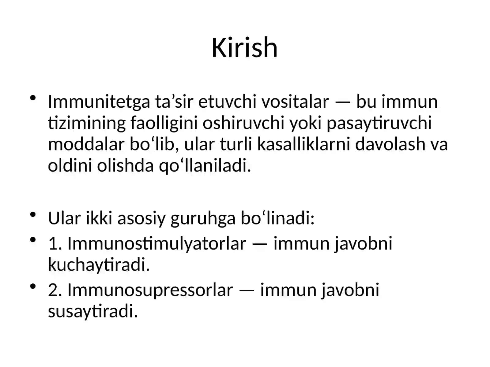 Immunitetga ta’sir etuvchi vositalar 2