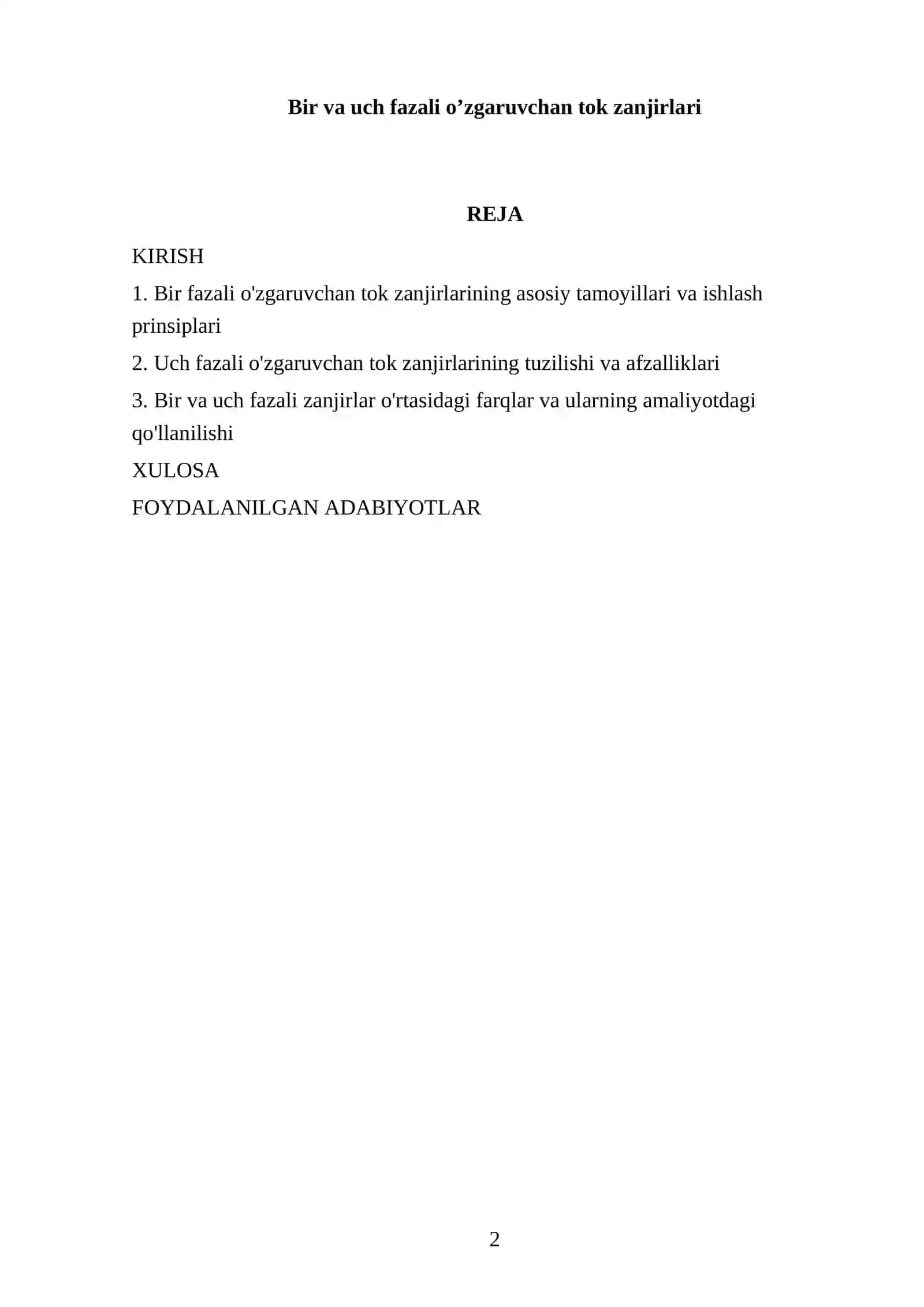 Bir va uch fazali o’zgaruvchan tok zanjirlari 2