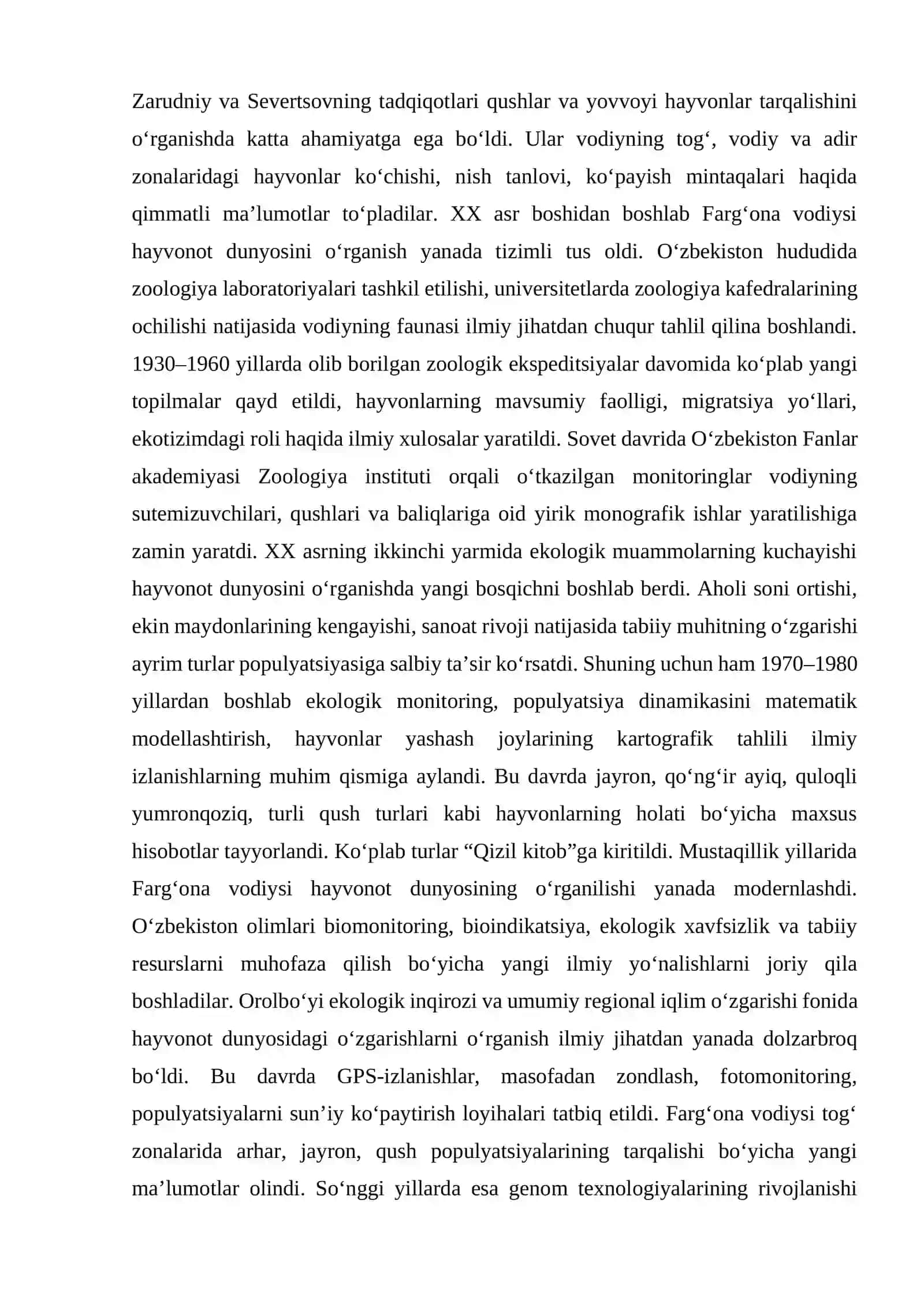 Farg‘ona vodiysi hayvonot dunyosining o‘rganilish tarixi 2