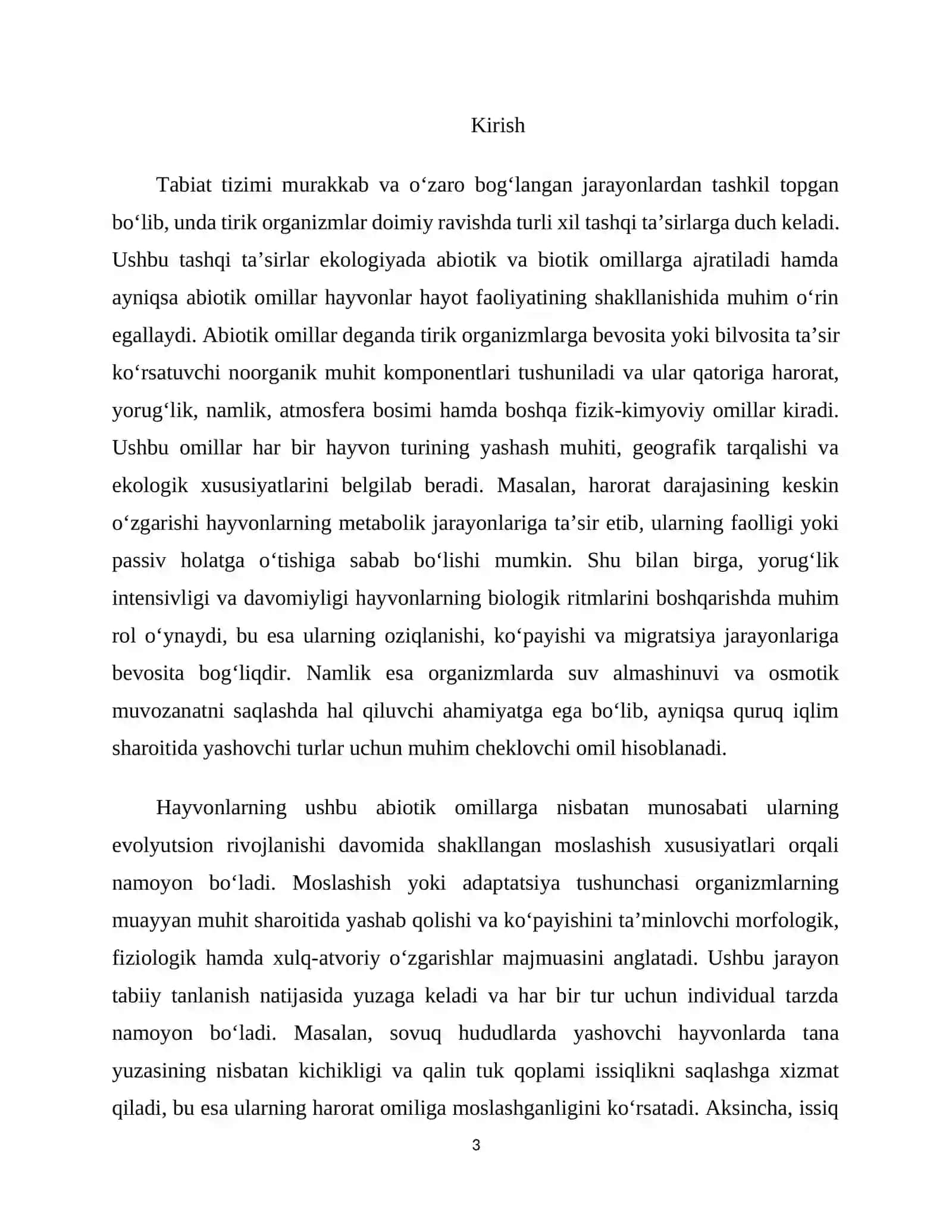 Hayvonlarning abiotik omillarga moslashish mexanizmlari (harorat, yorug‘lik, namlik) 2