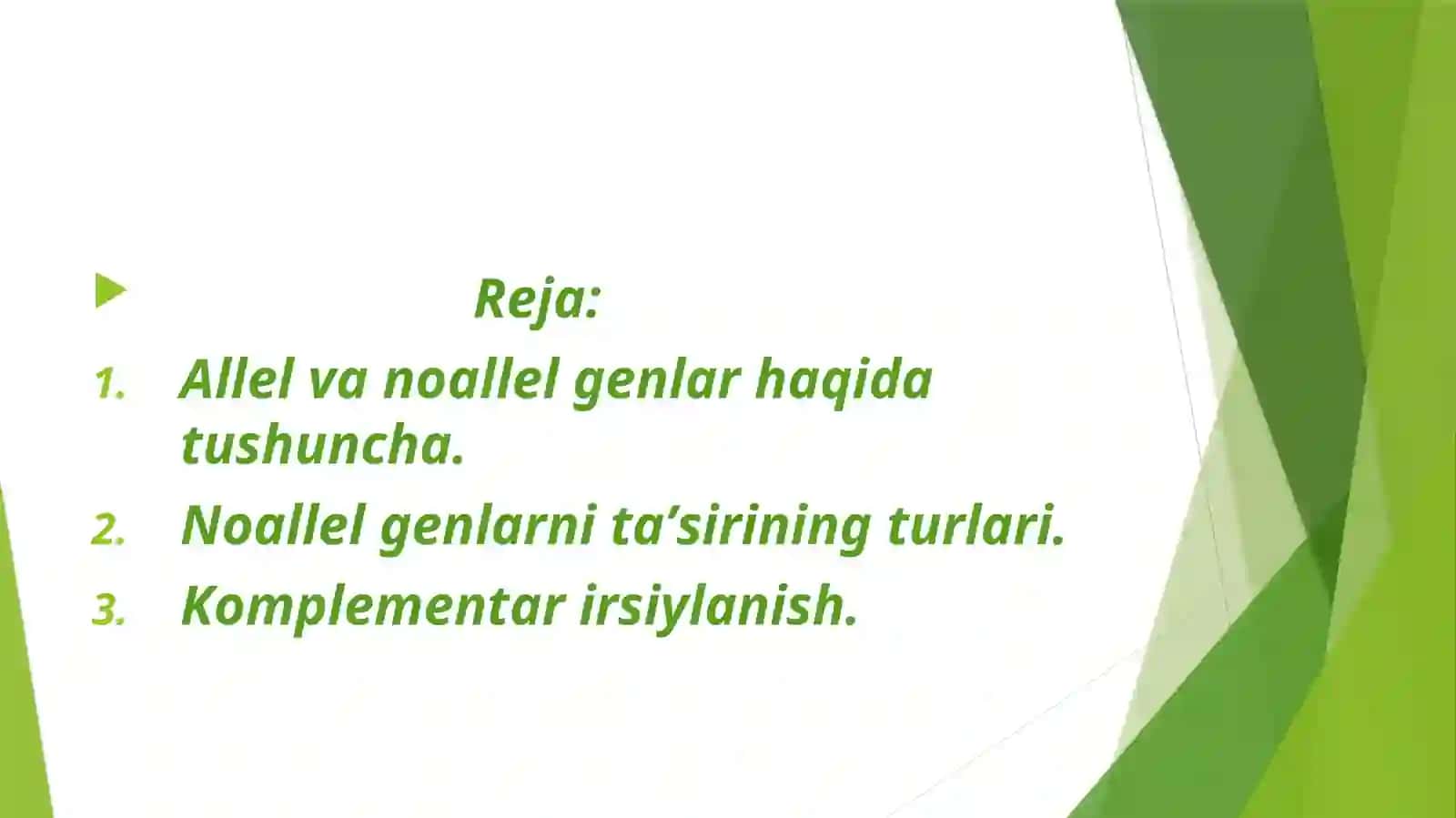 Noallel genlarning komplementar taʼsiri 2
