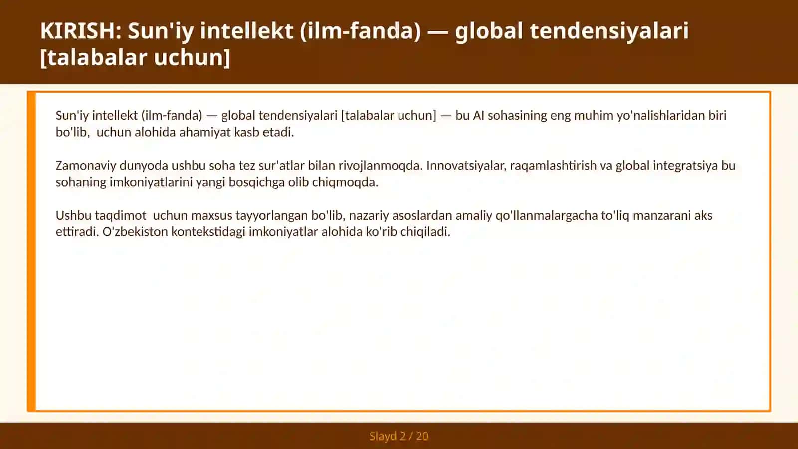 SUN'IY INTELLEKT (ILM-FANDA) — GLOBAL TENDENSIYALARI [TALABALAR UCHUN] 2