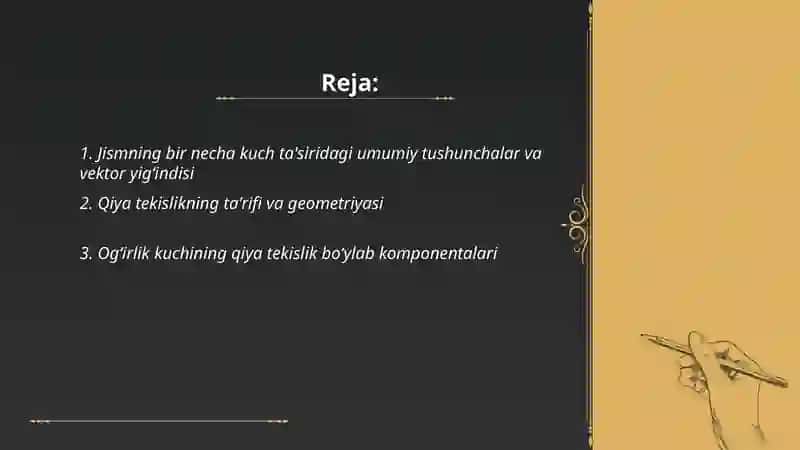 Qiya tekislikning taʼrifi va geometriyasi 2