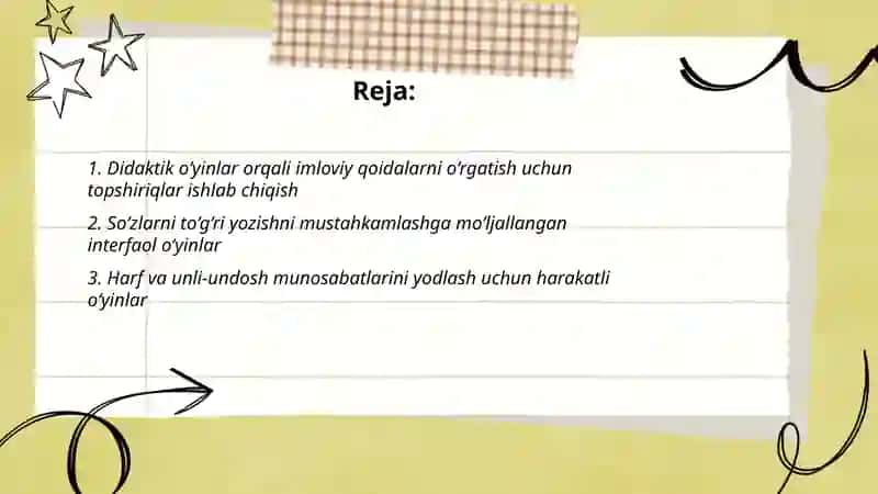 Imloviy savodxonlikni oshirish boʻyicha topshiriqlar ishlab chiqish 2