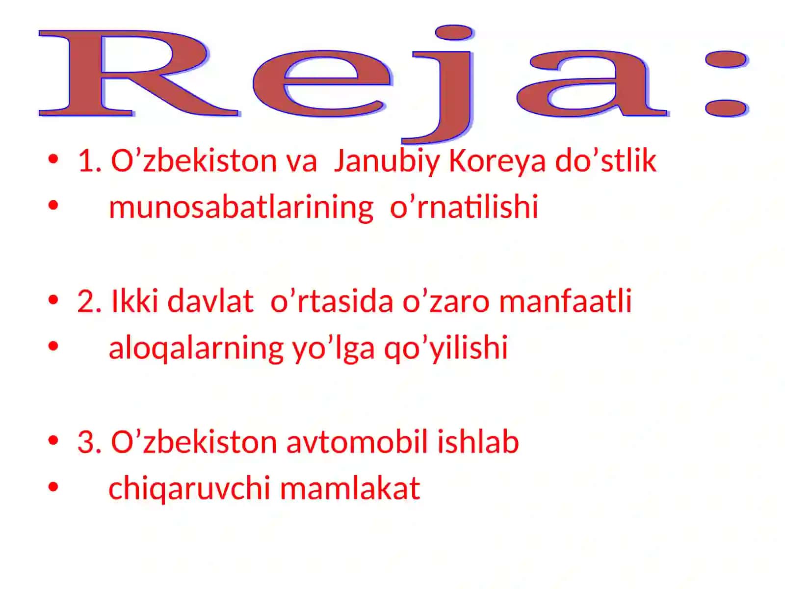 O’zbekiston va Janubiy Koreya do’stlik munosabatlarining o’rnatilishi 2
