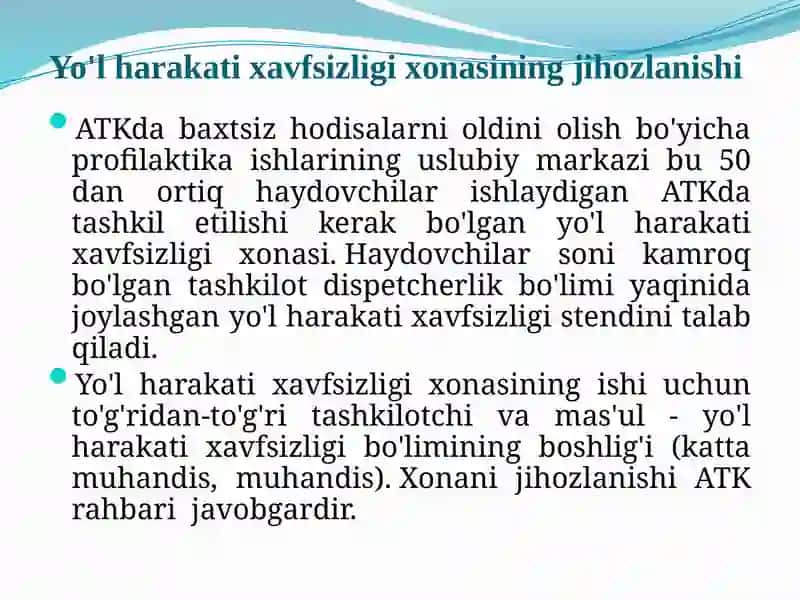 Yo'l harakatini xavfsizligini ta'minlashning uslubiy va texnik vositalari 2