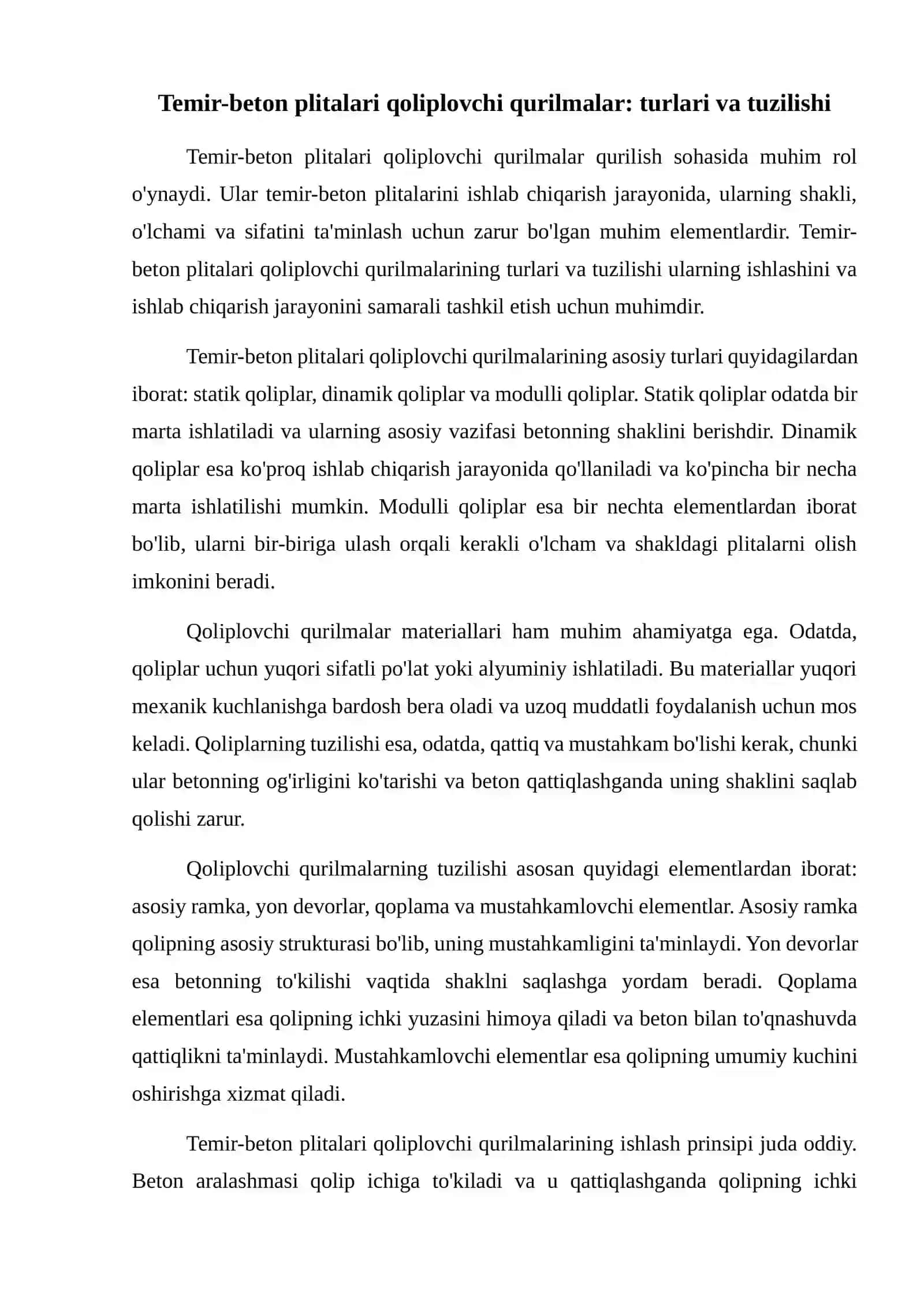 Temir-beton plitalari qoliplovchi qurilmalar tuzilishi va ishlash asoslari 2