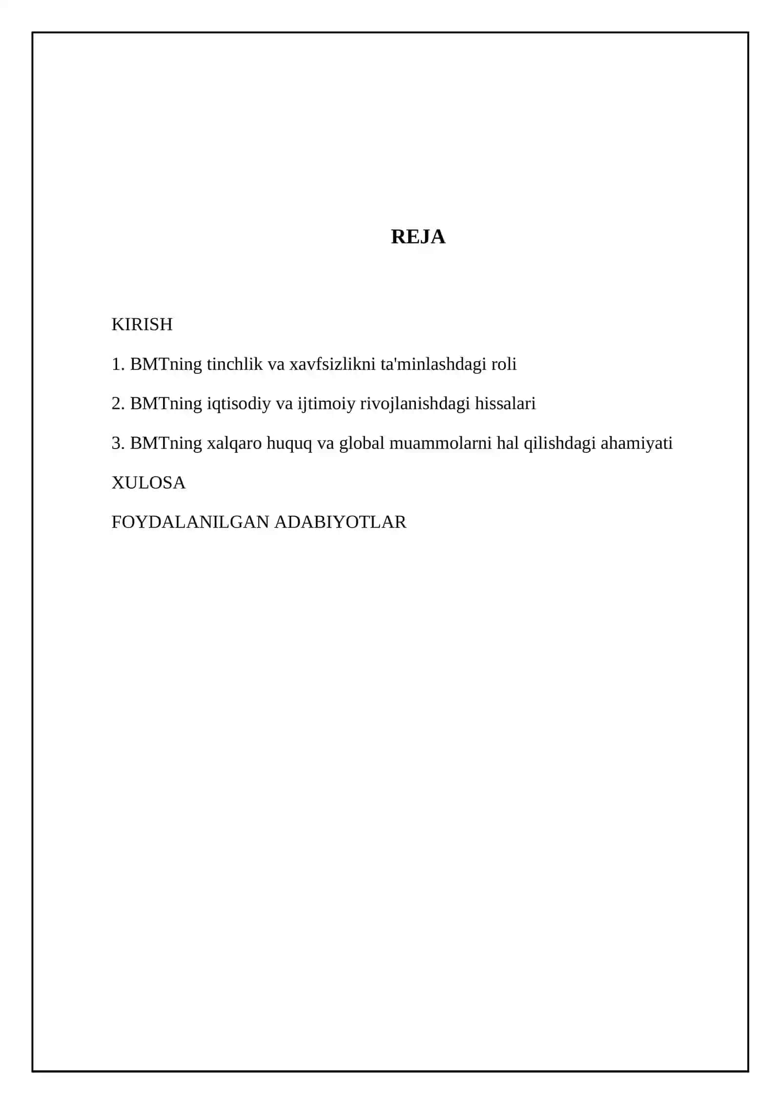 BMTning xalqaro munosabatlarda tutgan oʻrni 2