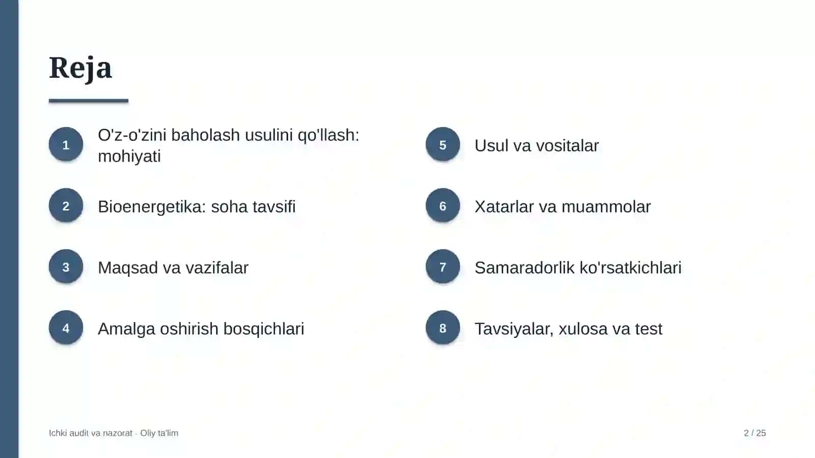 Bioenergetikada o'z-o'zini baholash usulini qo'llash 2
