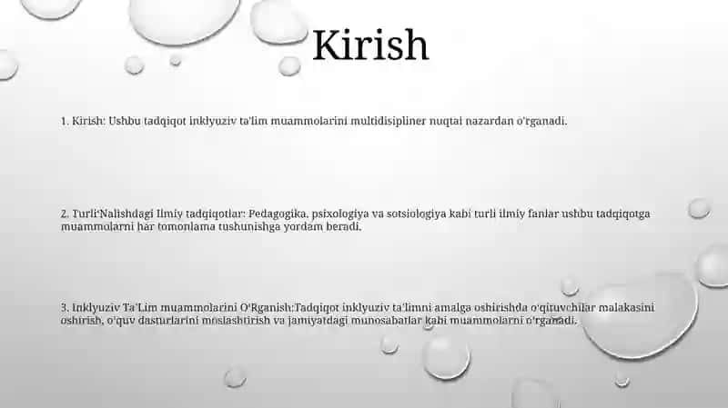 Turli YoʻNalishdagi Ilmiy Tadqiqotlarda Inklyuziv TaʼLim Muammolarini OʻRganish 2