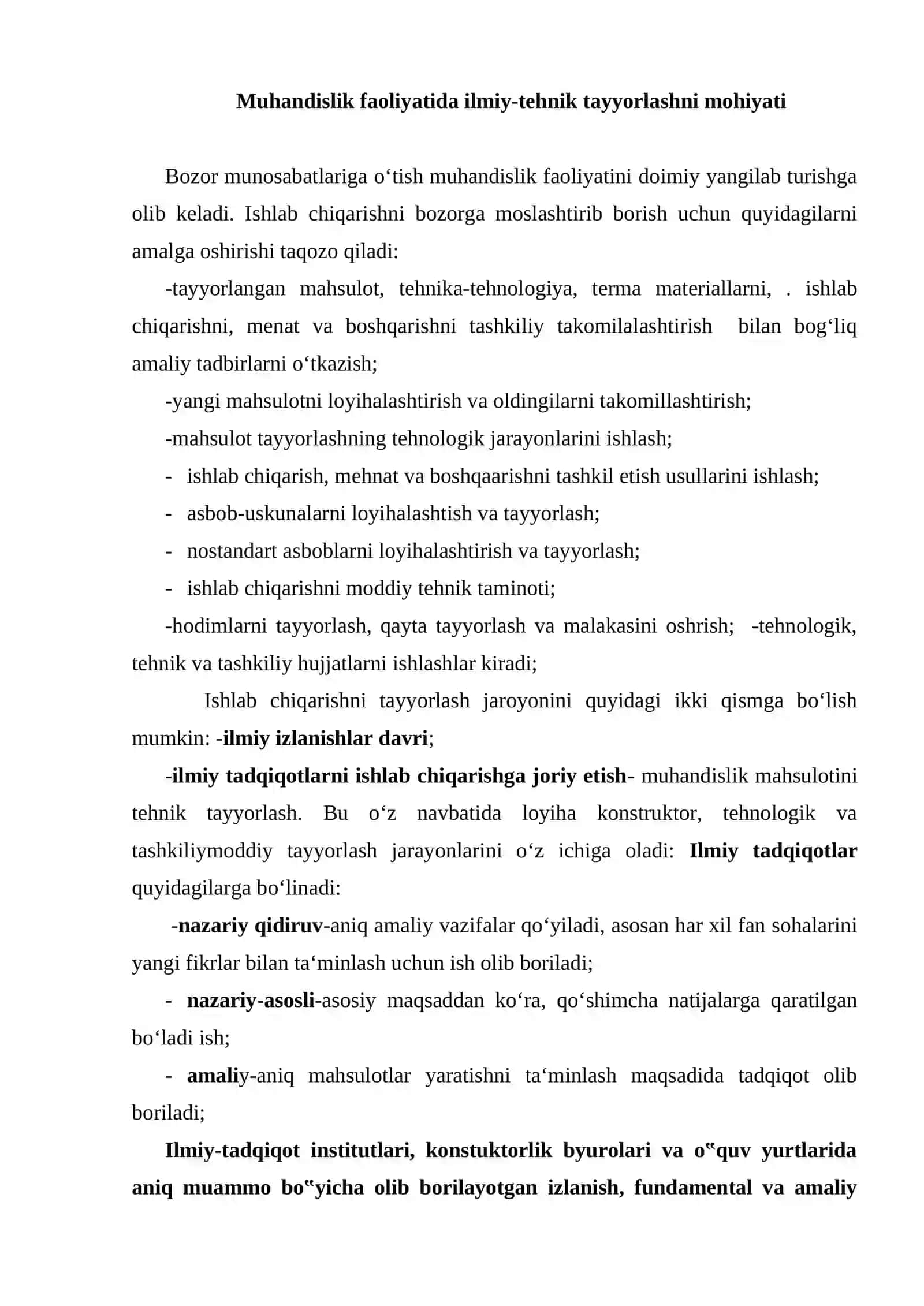 Muhandislik faoliyatida ilmiy-tehnik tayorlash asoslari 2