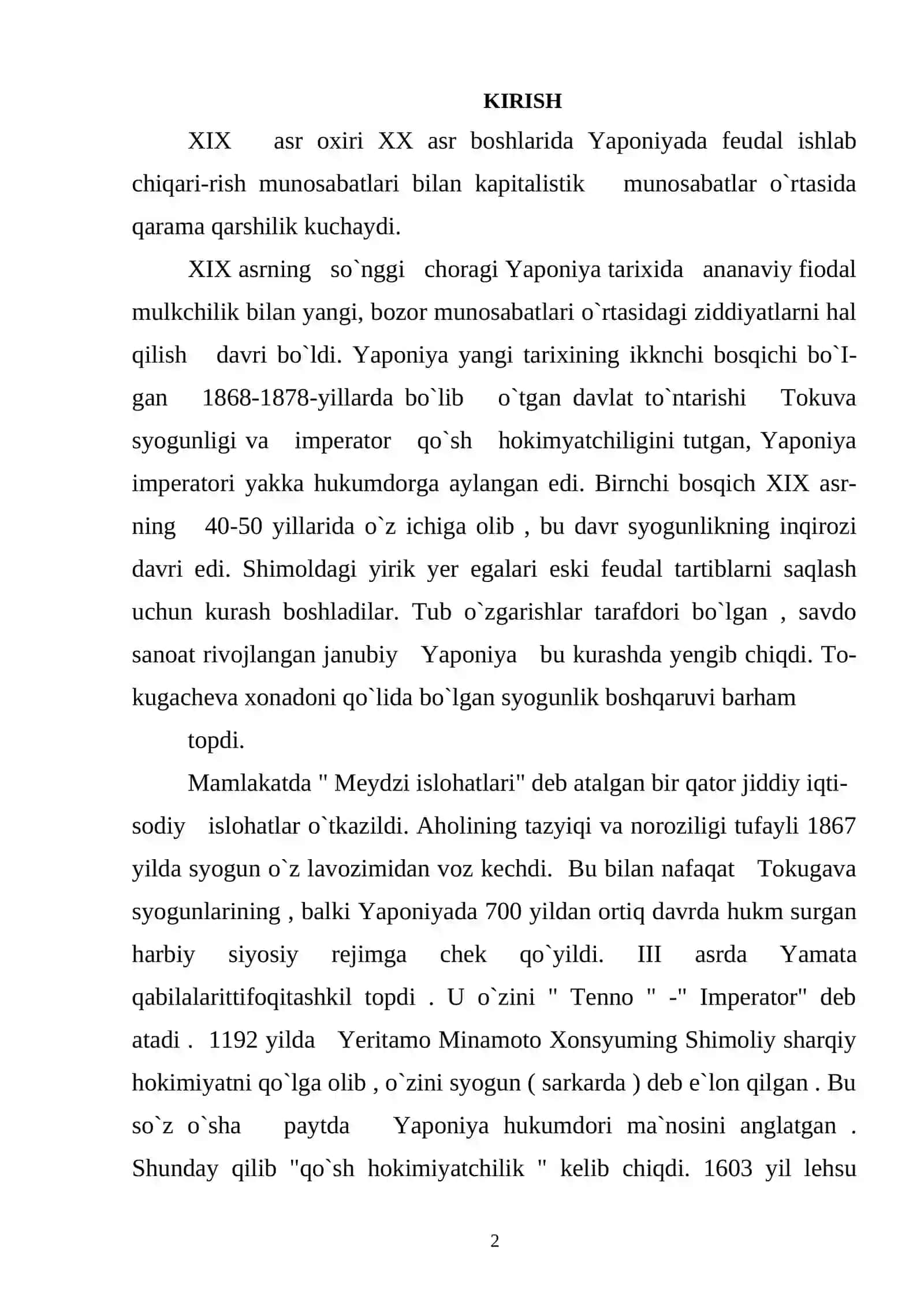 YAPONIYADA 1868 YIL INQILOBI. MEYDZI ISLOHOTLARI 2