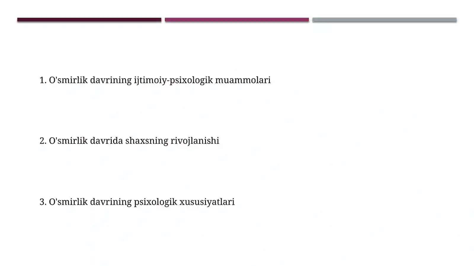 O'smirlik davrining psixologik xususiyatlari 2