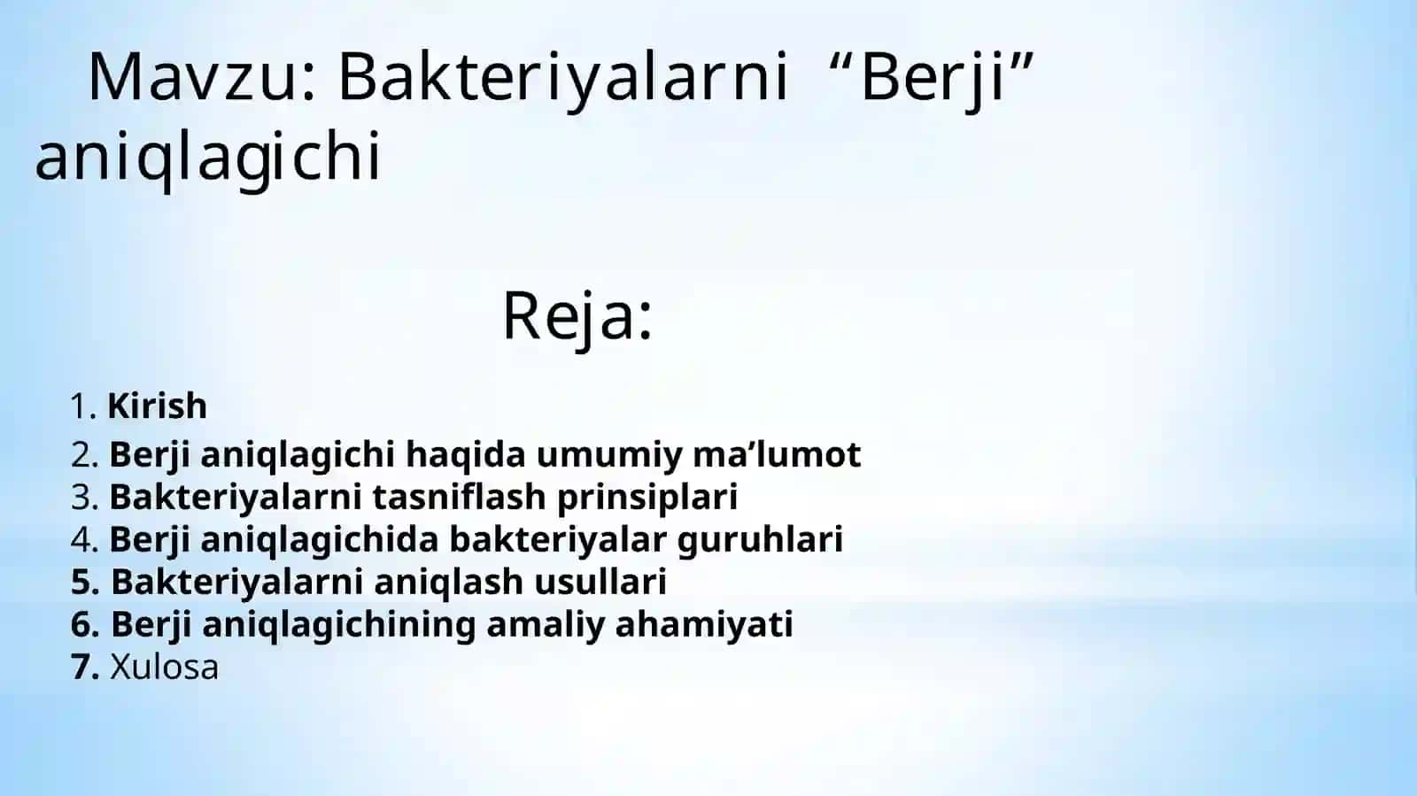 Bakteriyalarni  “Berji” aniqlagichi 2