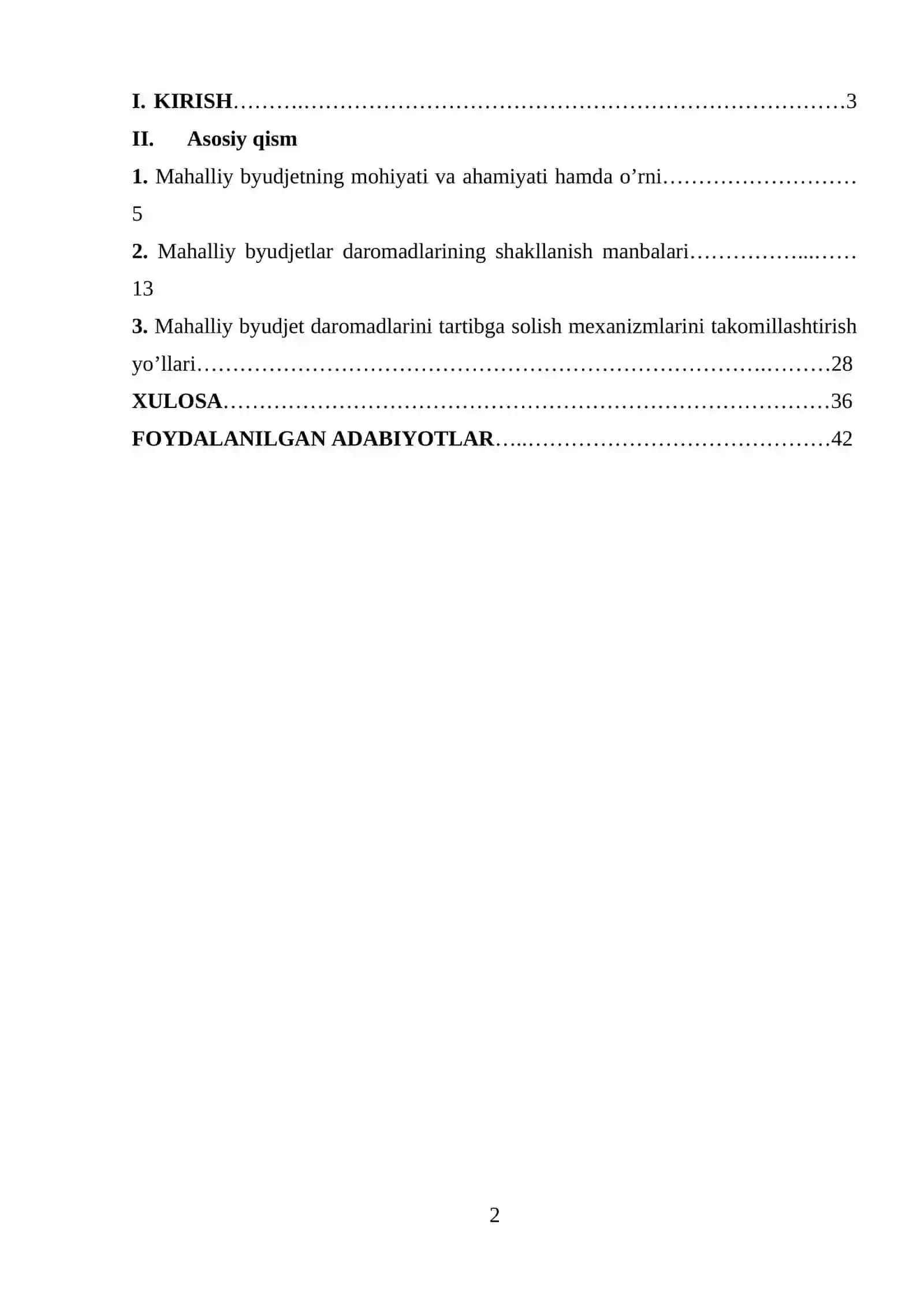 Mahalliy byudjetlar daromadlarining shakllanish manbalari 2