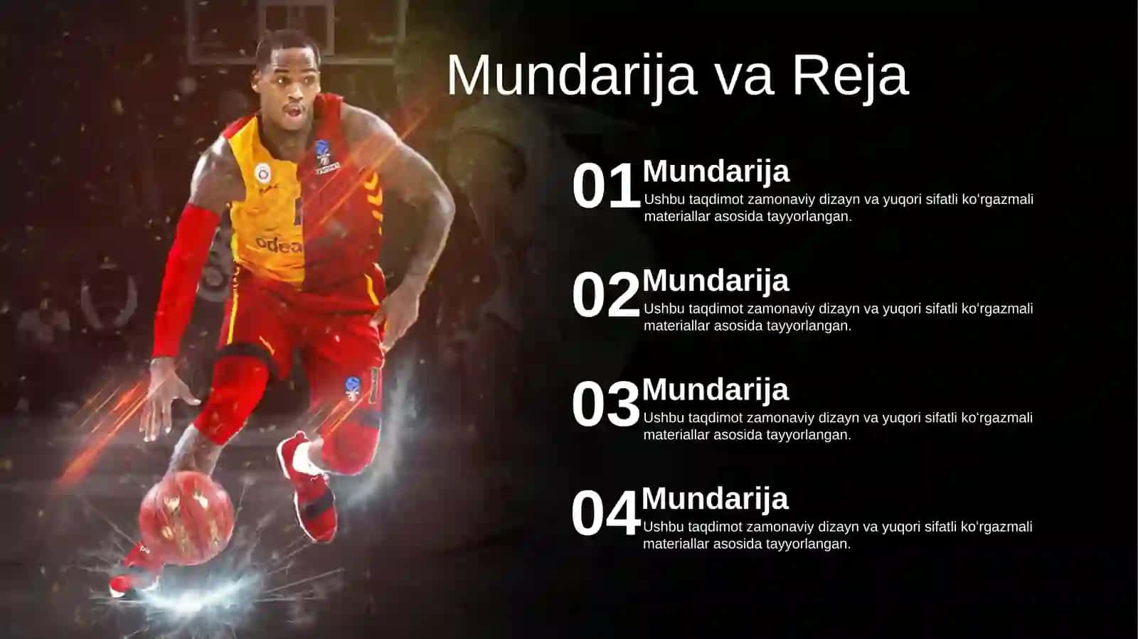 Professional Basketbol va Sport Mashg'ulotlari Taqdimoti (43 Slayd) 2