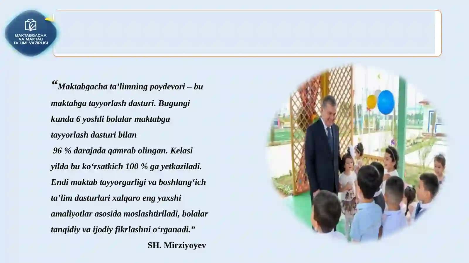 MAVZU: “Maktabgachata’limningpoydevori–bumaktabgatayyorlashdasturi 2