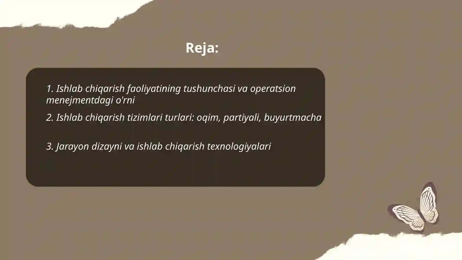 Ishlab chiqarish faoliyati operatsion menejment ob'ektida 2