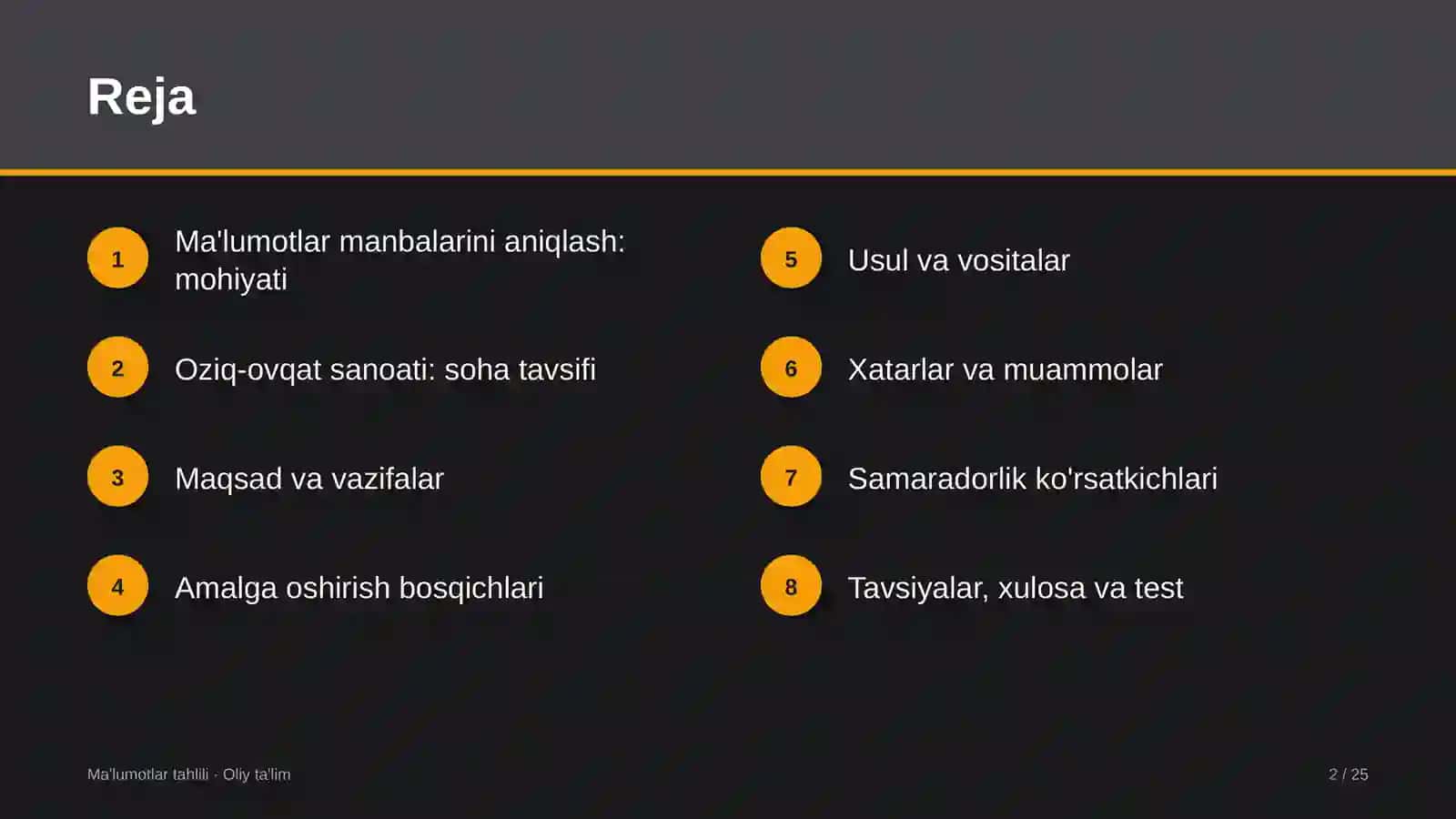 Oziq-ovqat sanoatida ma'lumotlar manbalarini aniqlash 2