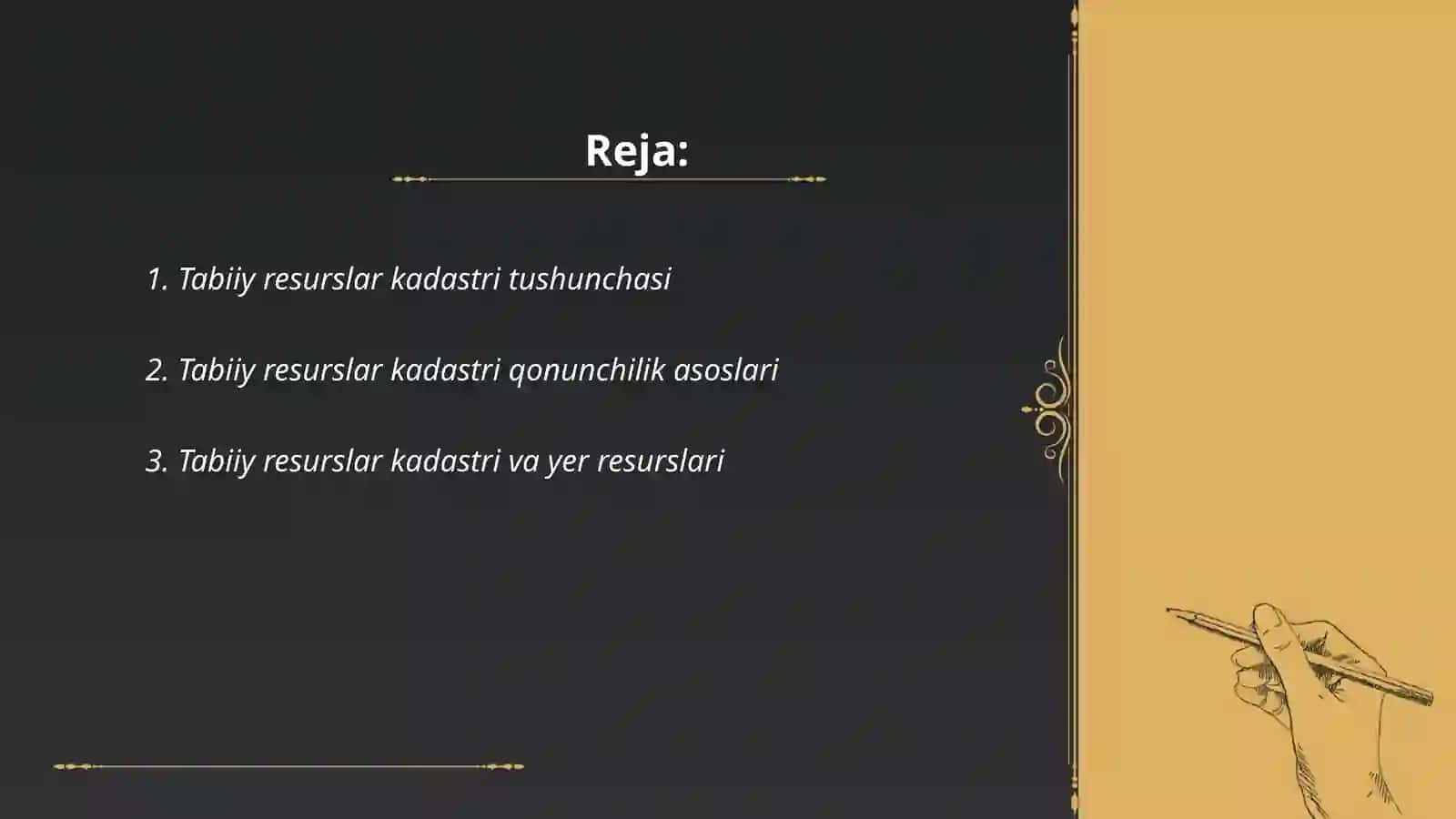 Tabiiy resurslar kadastri yagona tizimini o'tkazishining huquqiy asoslari 2