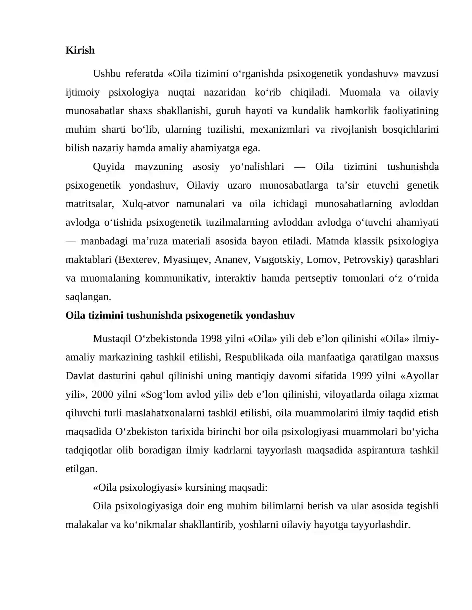 Oila tizimini oʻrganishda psixogenetik yondashuv 2