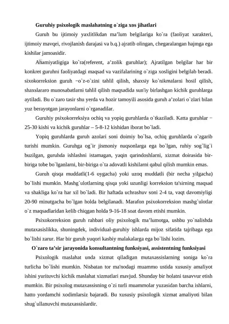 TYUTORLIK FAOLIYATIDA TRENING, GURUH VA INDIVIDUAL KONSULTATSIYA TEXNOLOGIYALARI 2