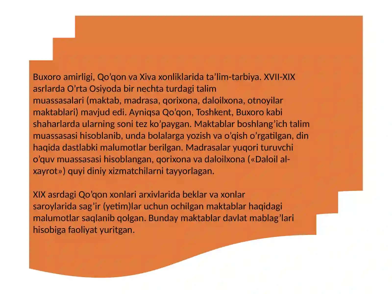 XVII-asrdan XIXasrning yarimgacha tarbiya, maktab va pedagogik fikrlar rivoji 2