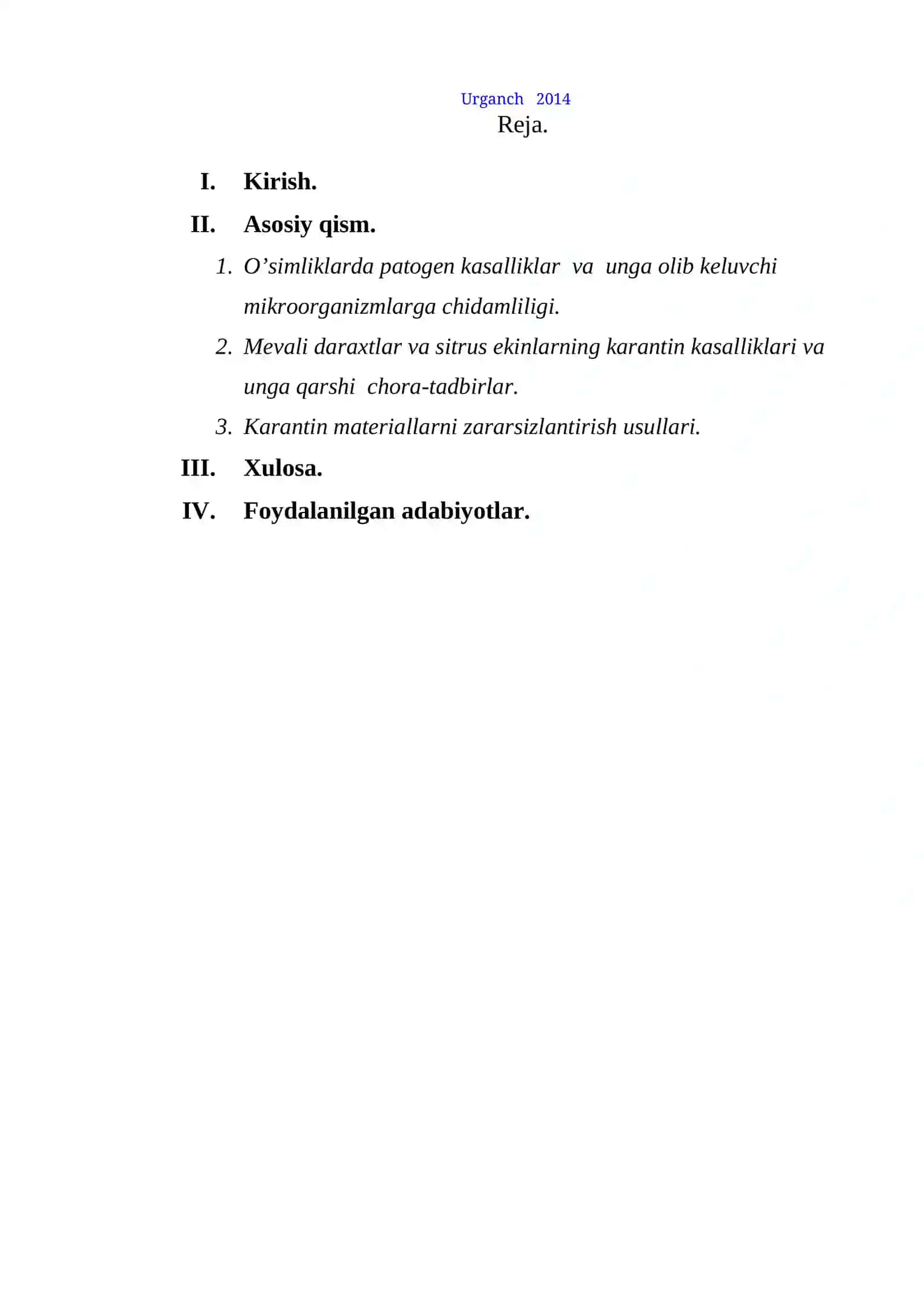 O’simliklar fiziologiyasi fanidan kurs ishi 2