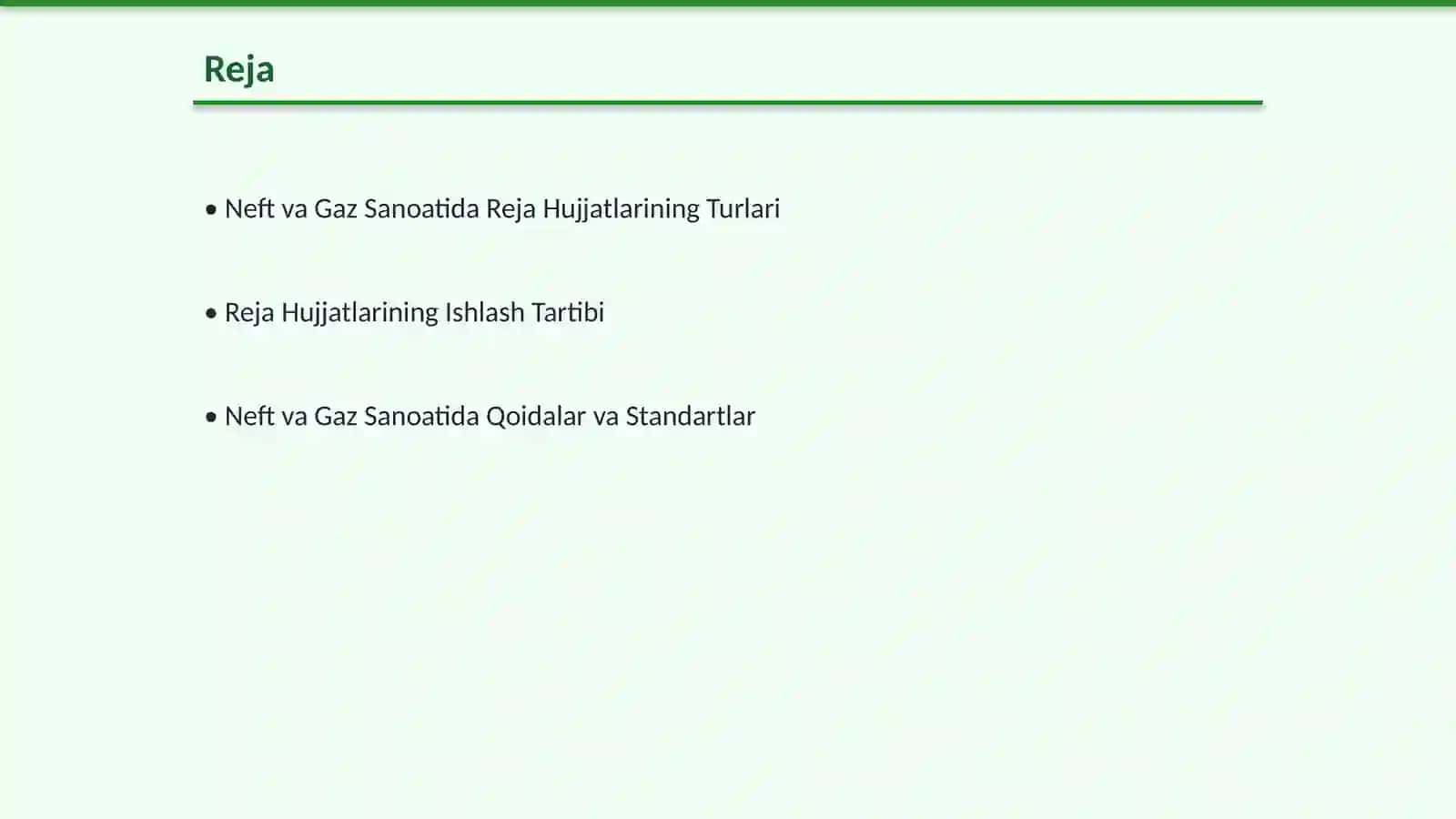 Neft va Gaz Sanoatida Reja Hujjatlari va Qoidalar 2