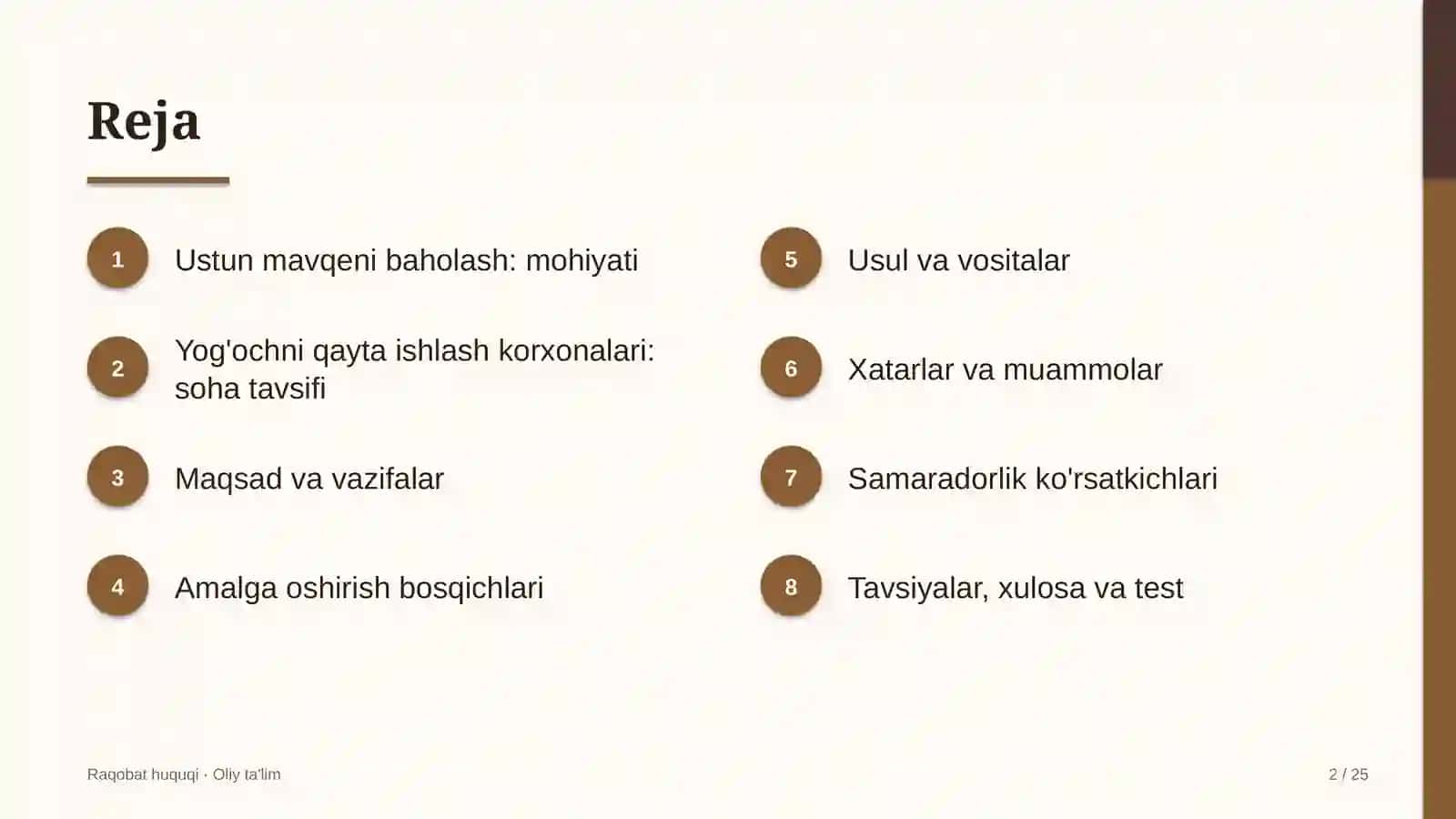 Yog'ochni qayta ishlash korxonalarida bozordagi ustun mavqeni baholash 2