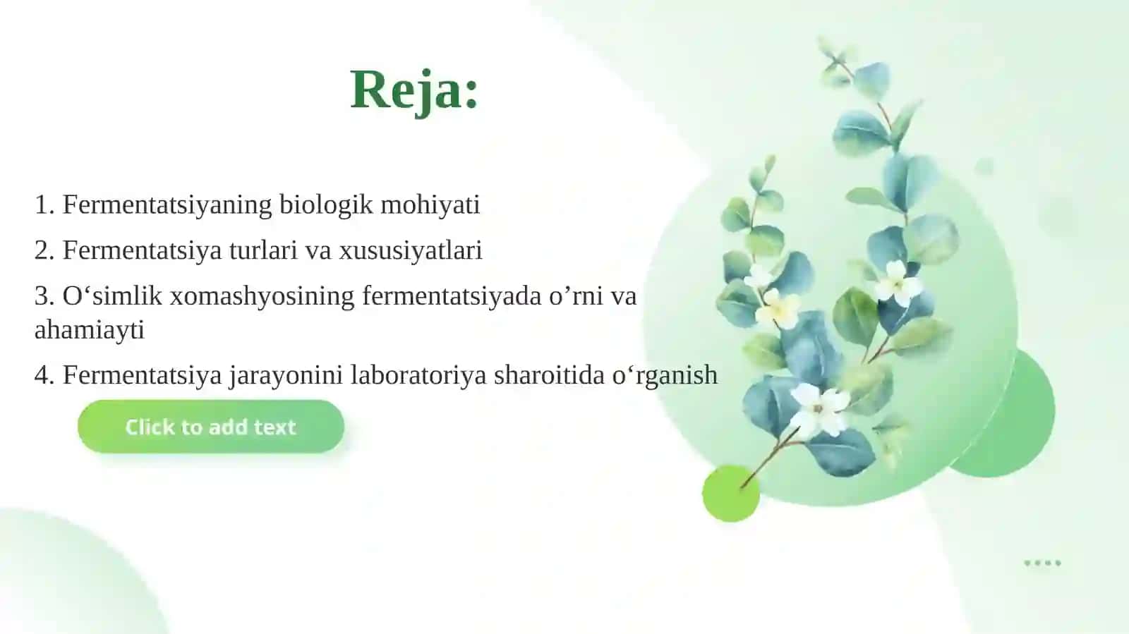 Fermentatsiya o’simliklarini tadqiq qilish 2