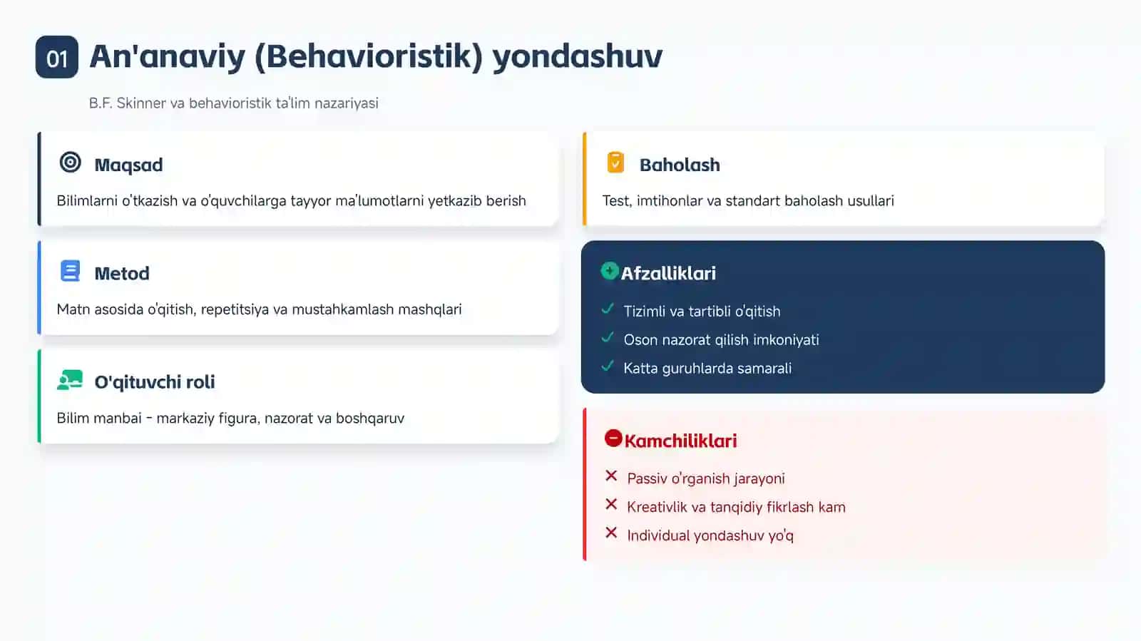 An'anaviy (Behavioristik) yondashuv 2