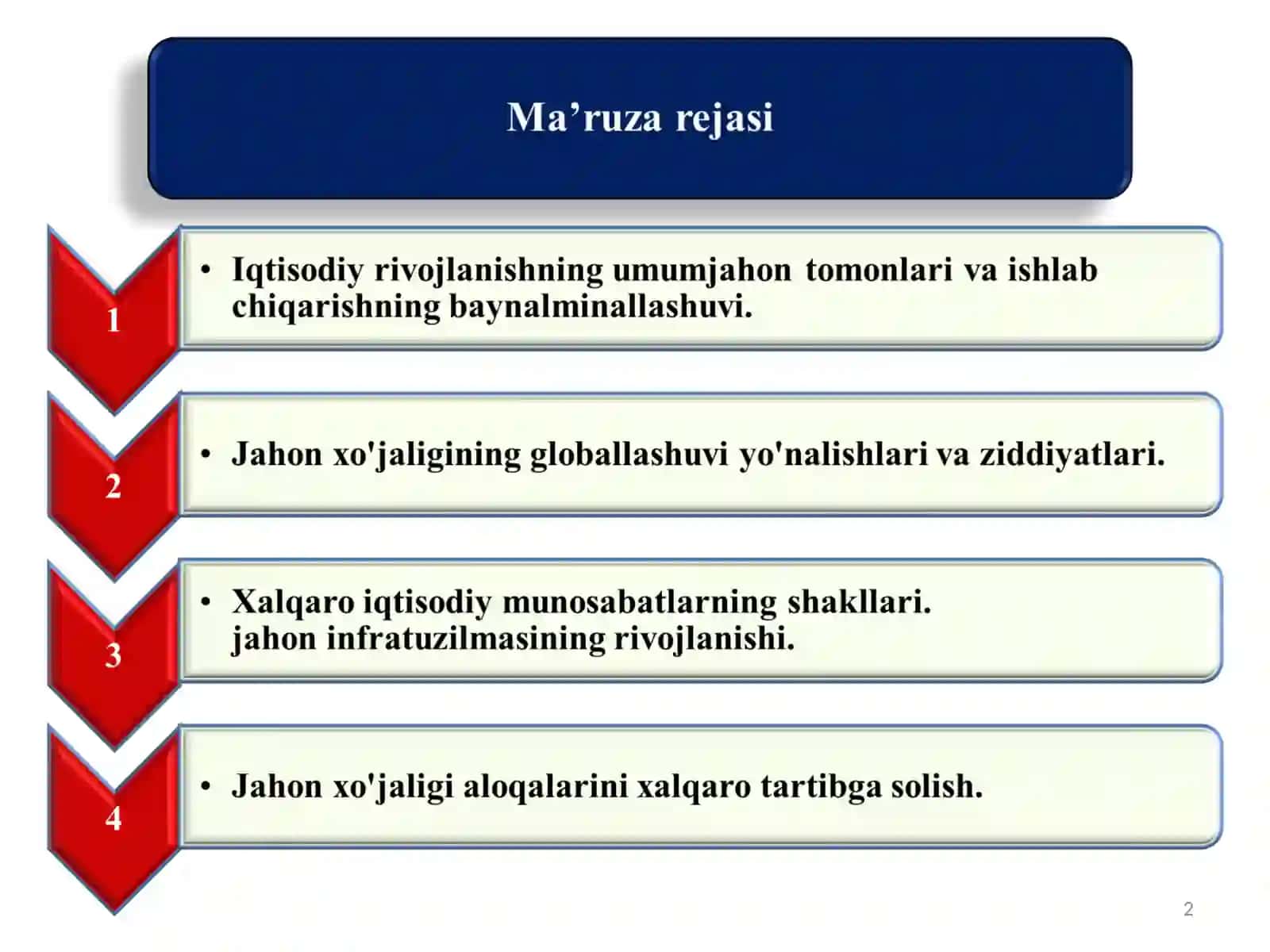 Jahon xo'jaligi va uning evolyutsiyasi 2
