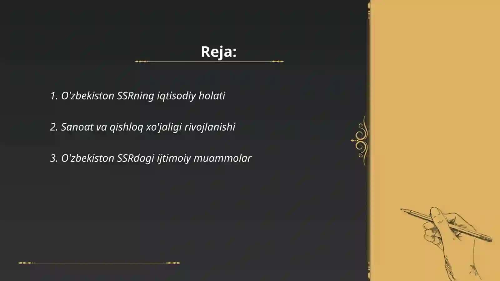 O'zbekistonning mustaqillikga erishishi arafasidagi ijtimoiy va siyosiy va iqtisodiy ahvoli 2