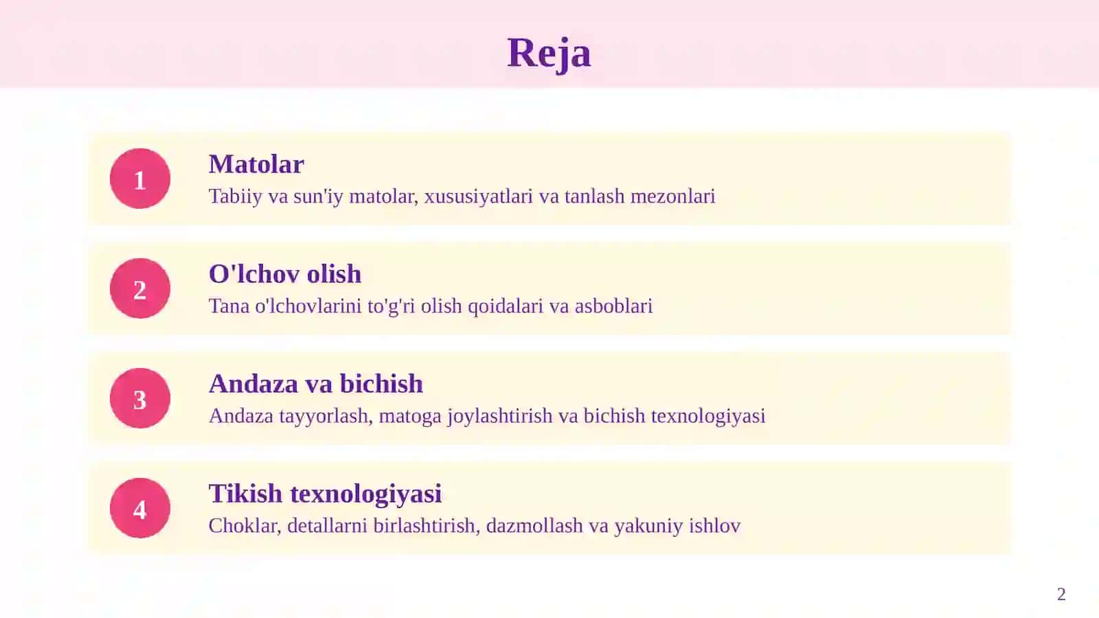 Tikuvchilik texnologiyasi va kiyim tikish bosqichlari 2