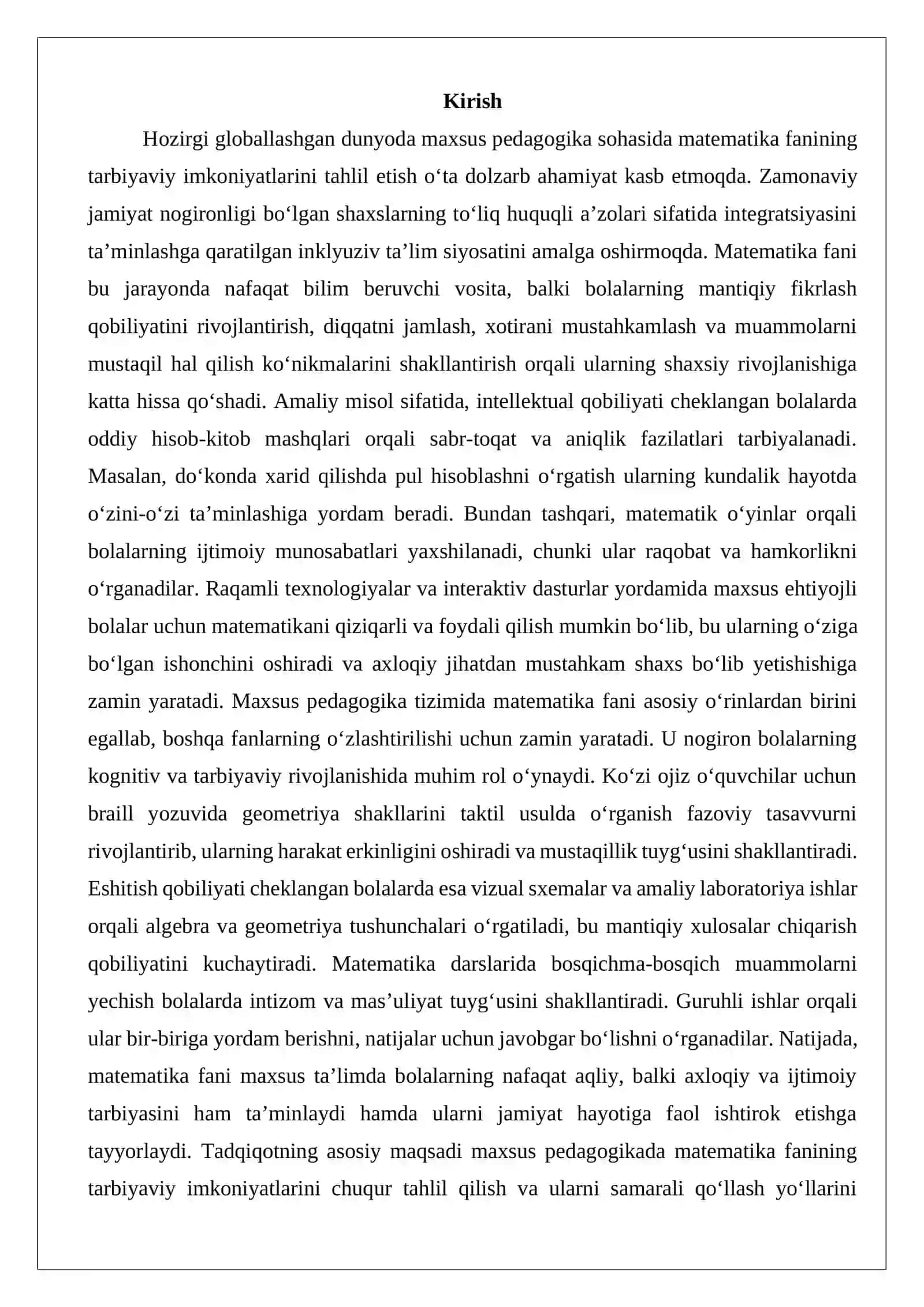 Maxsus pedagogikada matematika fanining tarbiyaviy imkoniyatlarini tahlil qilish 2