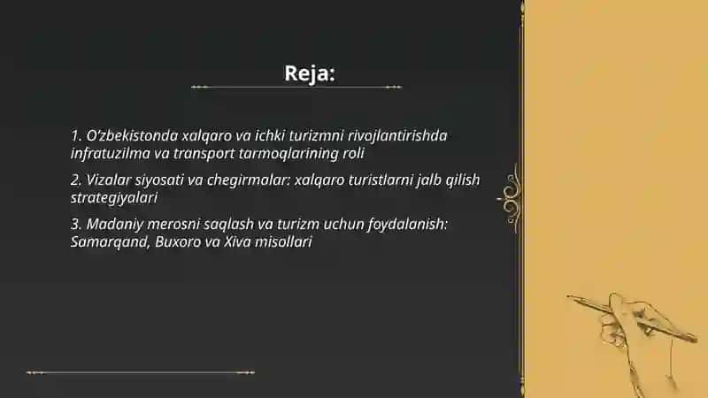 Oʻzbekistonda xalqaro va ichki turizmning rivojlanishi 2