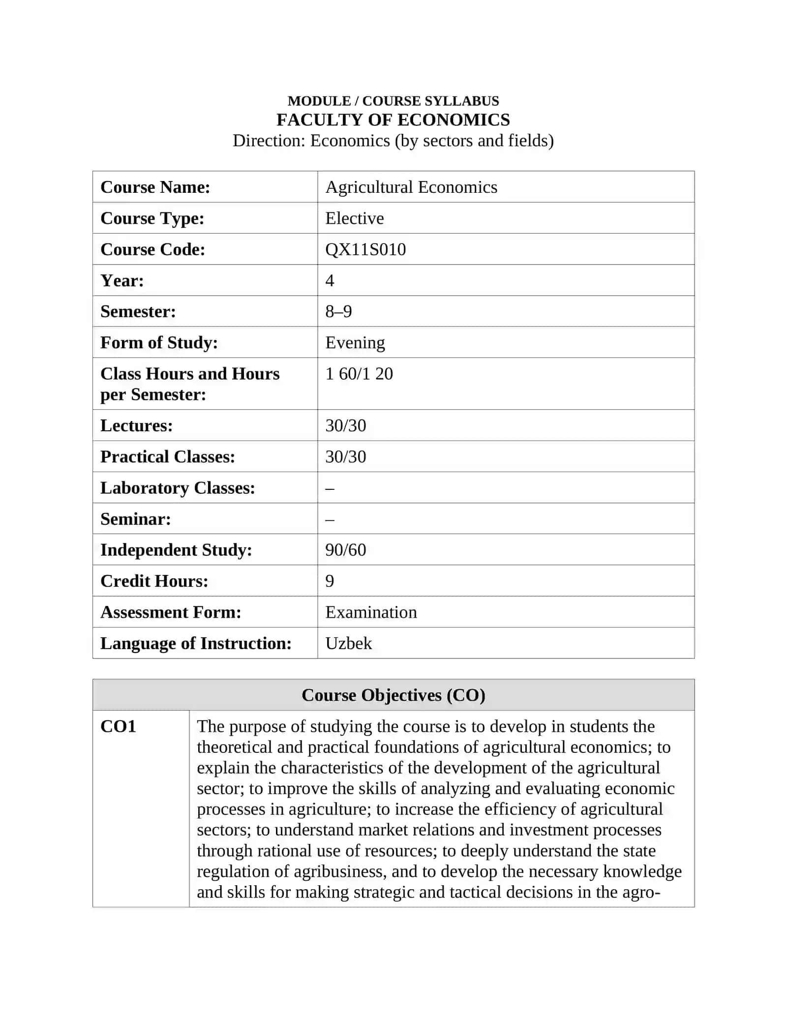 Agricultural Economics 2