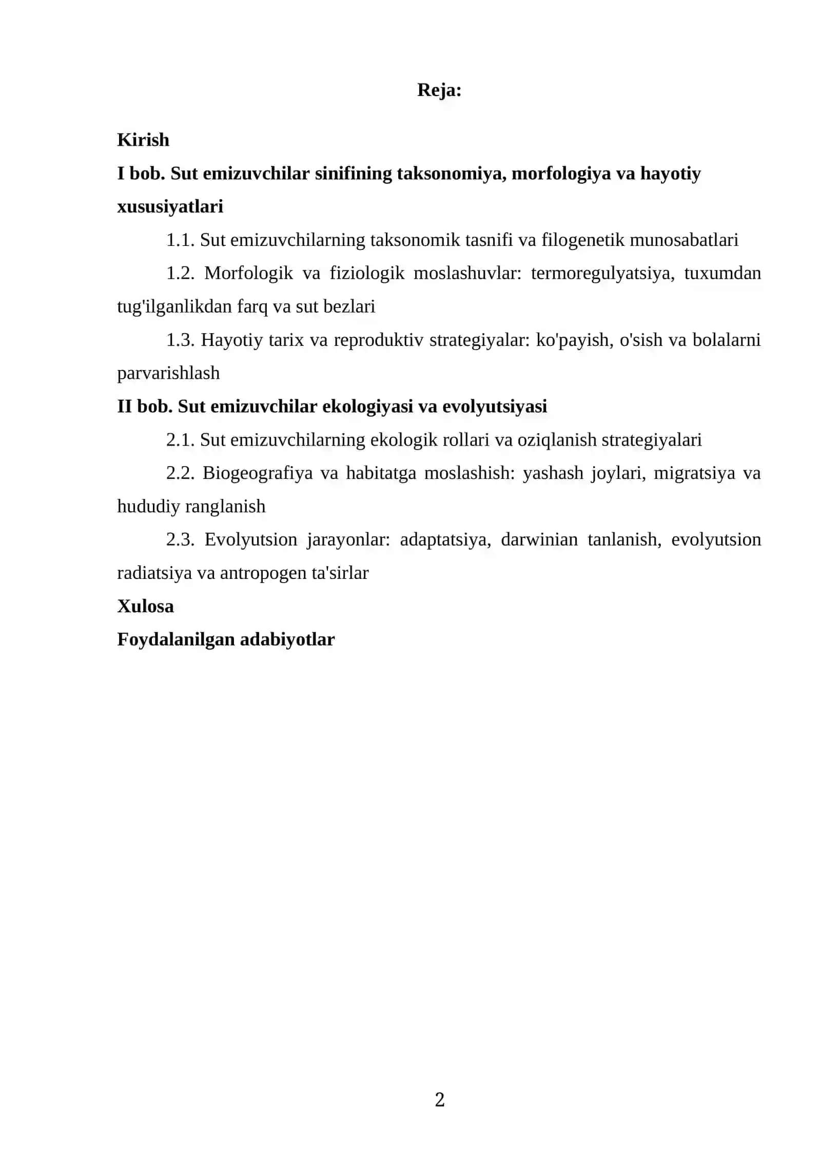 SUT EMIZUVCHILAR SINIFI EKOLOGIYASI VA EVOLYUTSIYASI 2