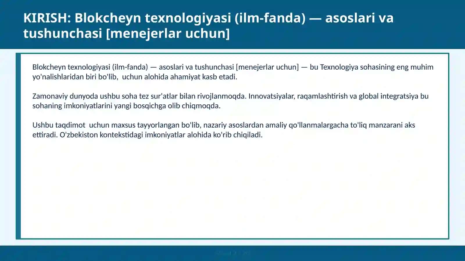 Blokcheyn texnologiyasi (ilm-fanda) — asoslari va tushunchasi [menejerlar uchun] 2