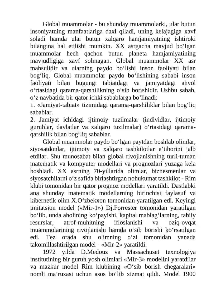Global jarayonlar va barqaror taraqqiyot falsafasi 2
